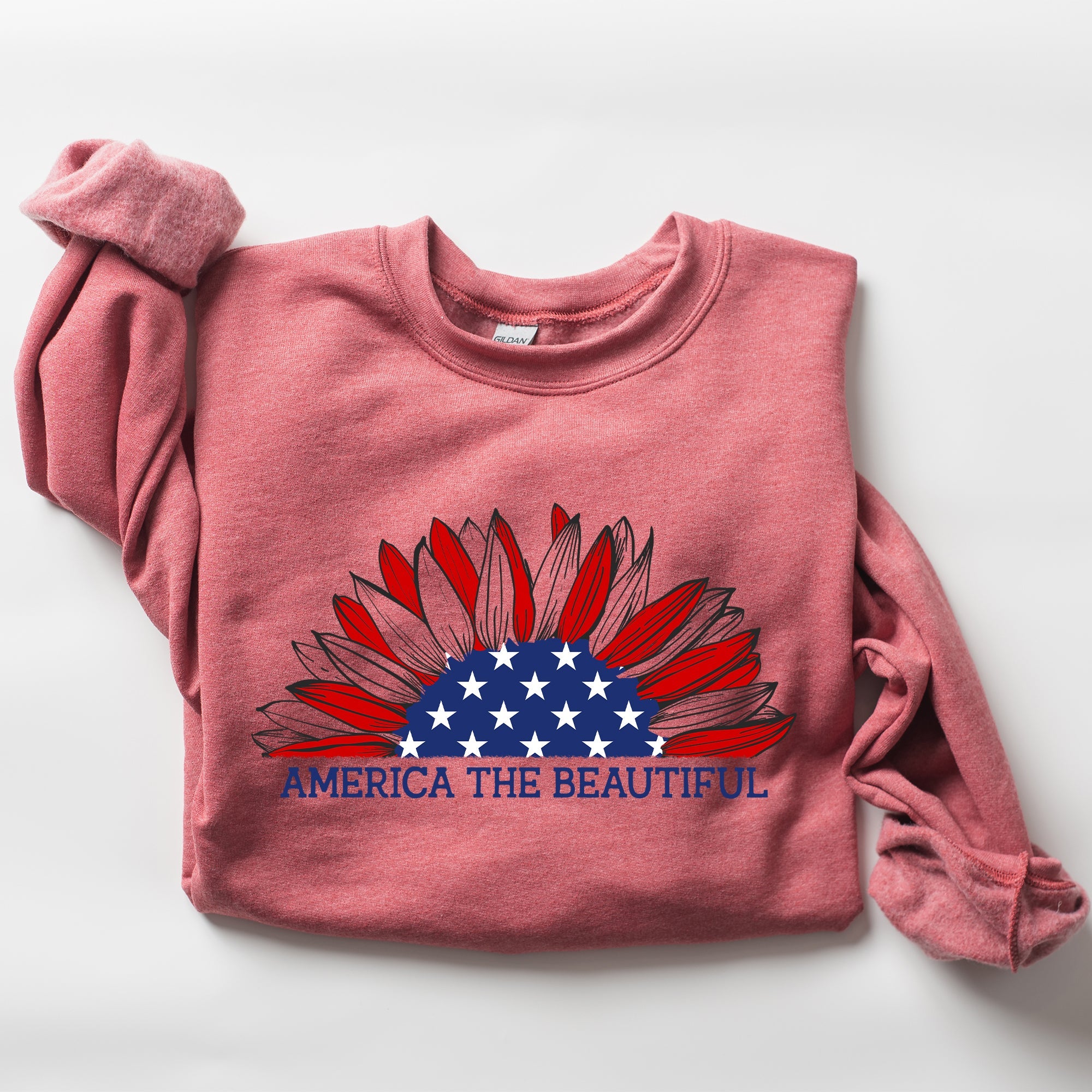 America The Beautiful, Sunflower, Red White Blue Sweatshirt