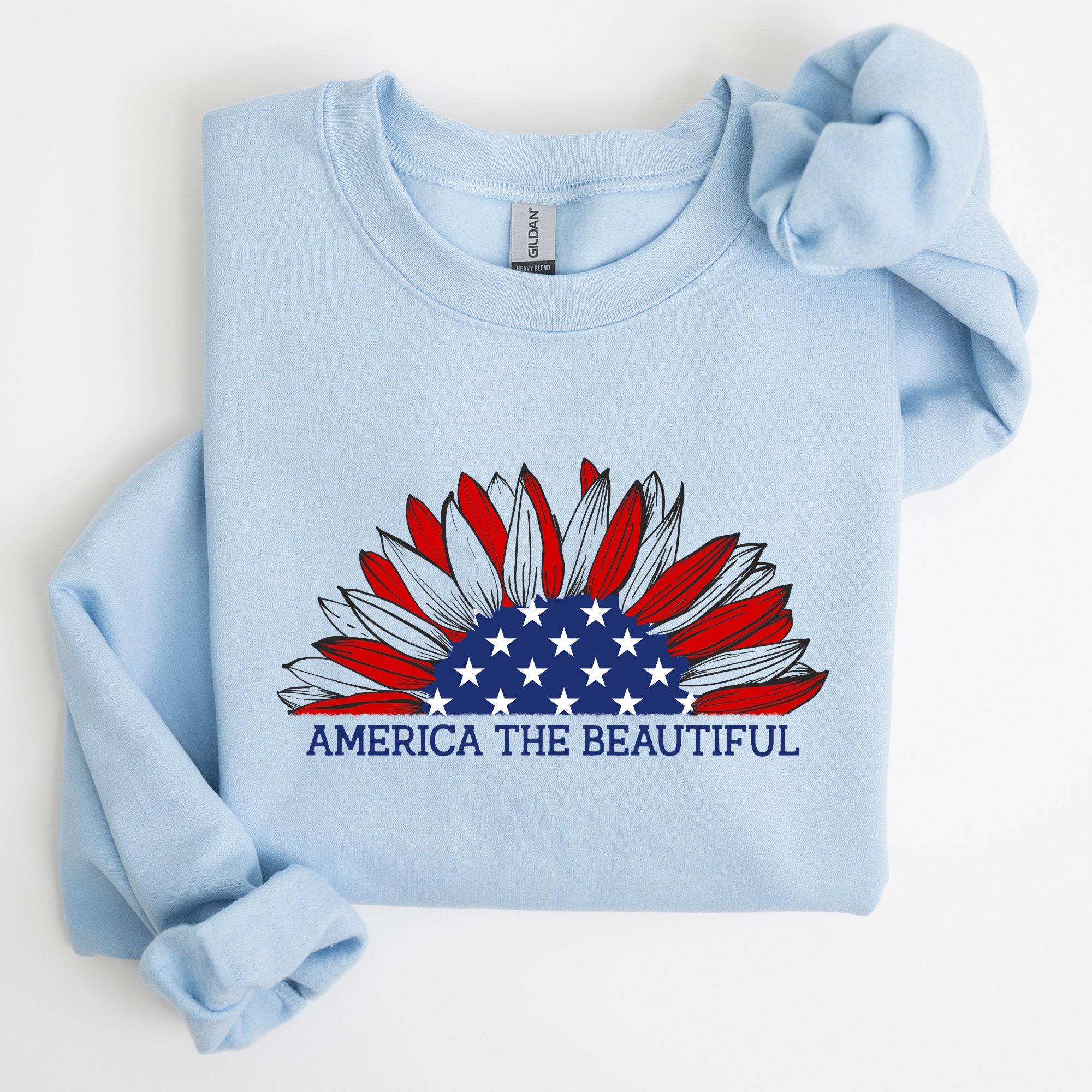 America The Beautiful, Sunflower, Red White Blue Sweatshirt