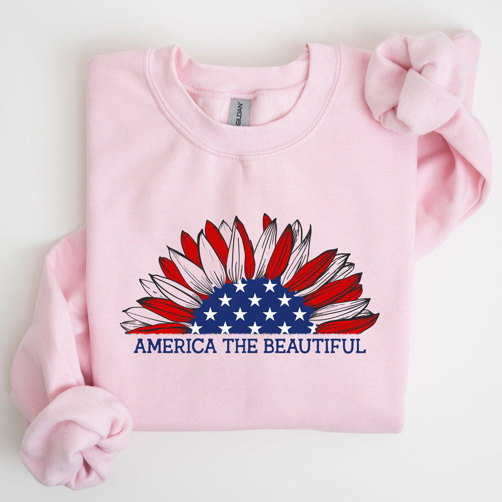 America The Beautiful, Sunflower, Red White Blue Sweatshirt