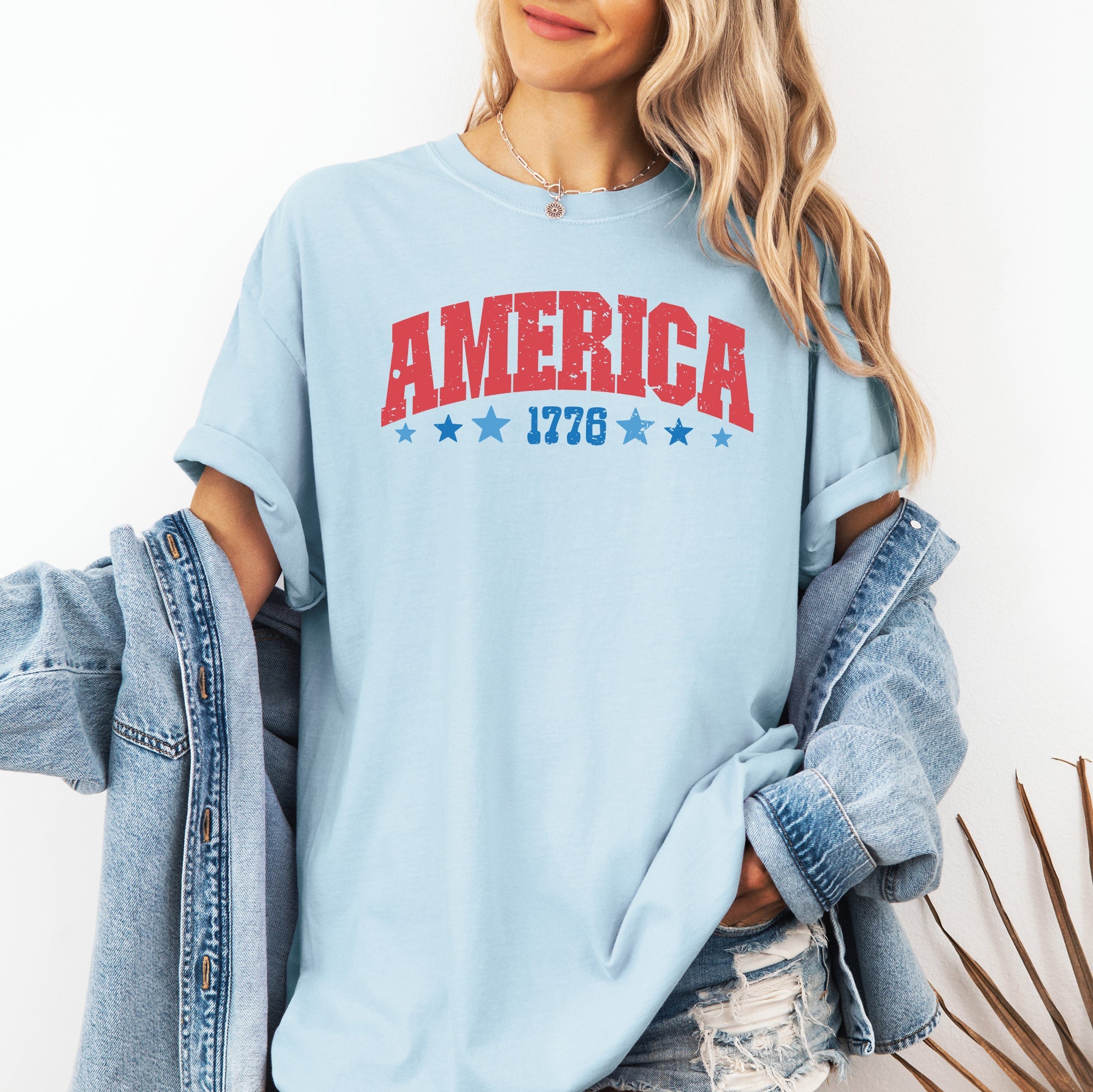 America, 1776, Varsity, Patriotic, USA, 4th of July Tshirt Comfort Colors T-Shirt
