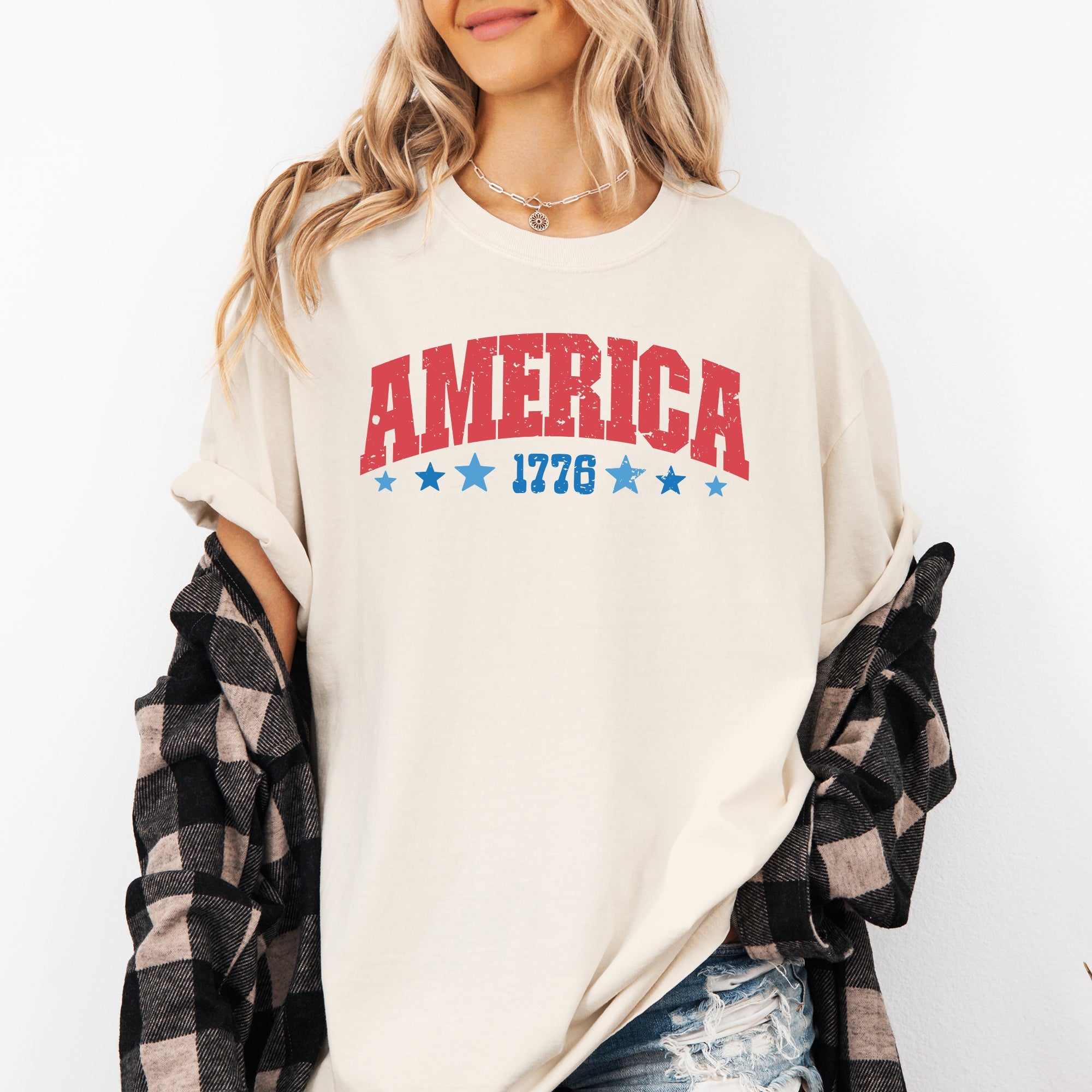 America, 1776, Varsity, Patriotic, USA, 4th of July Tshirt Comfort Colors T-Shirt