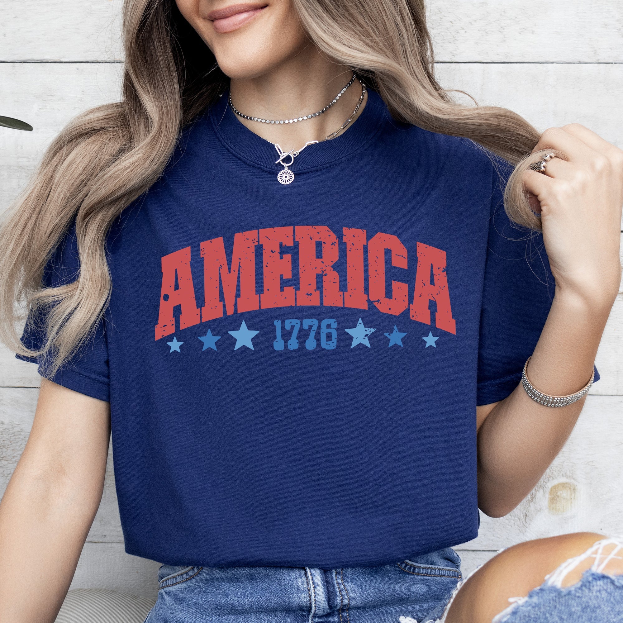 America, 1776, Varsity, Patriotic, USA, 4th of July Tshirt Comfort Colors T-Shirt