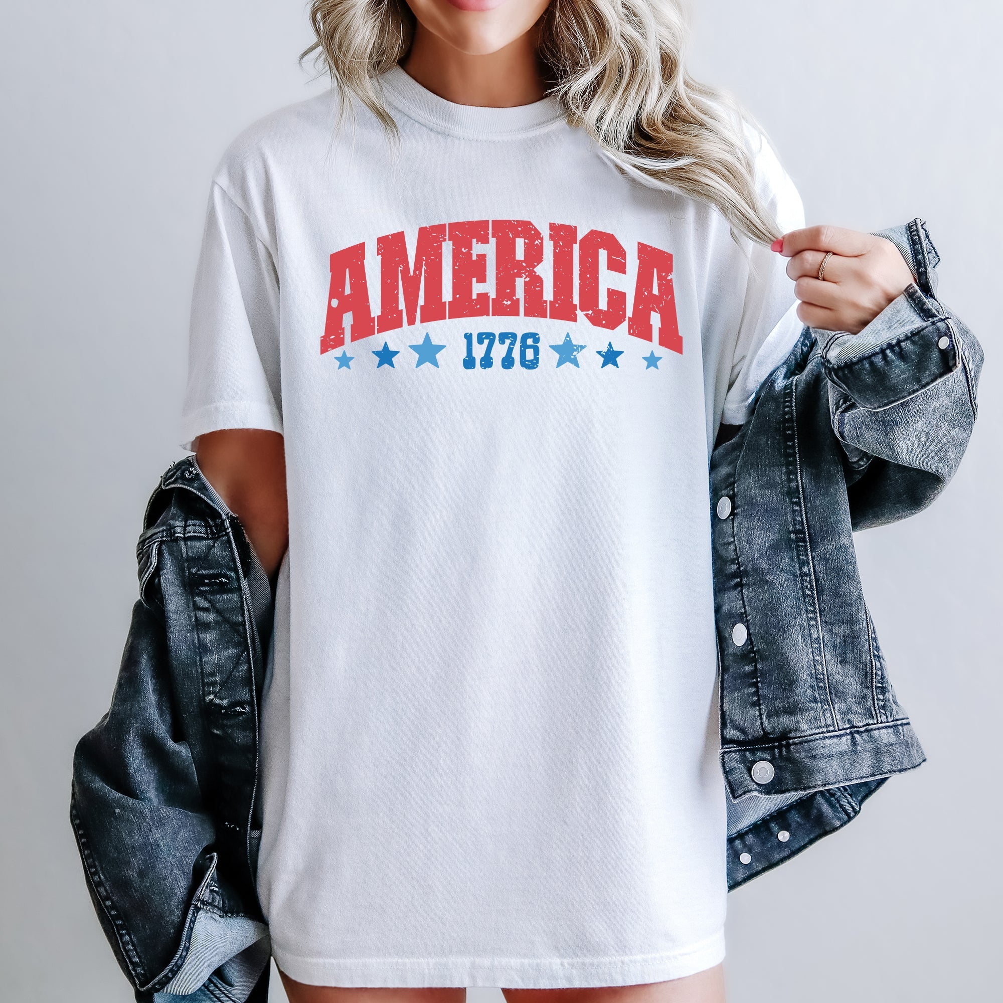 America, 1776, Varsity, Patriotic, USA, 4th of July Tshirt Comfort Colors T-Shirt
