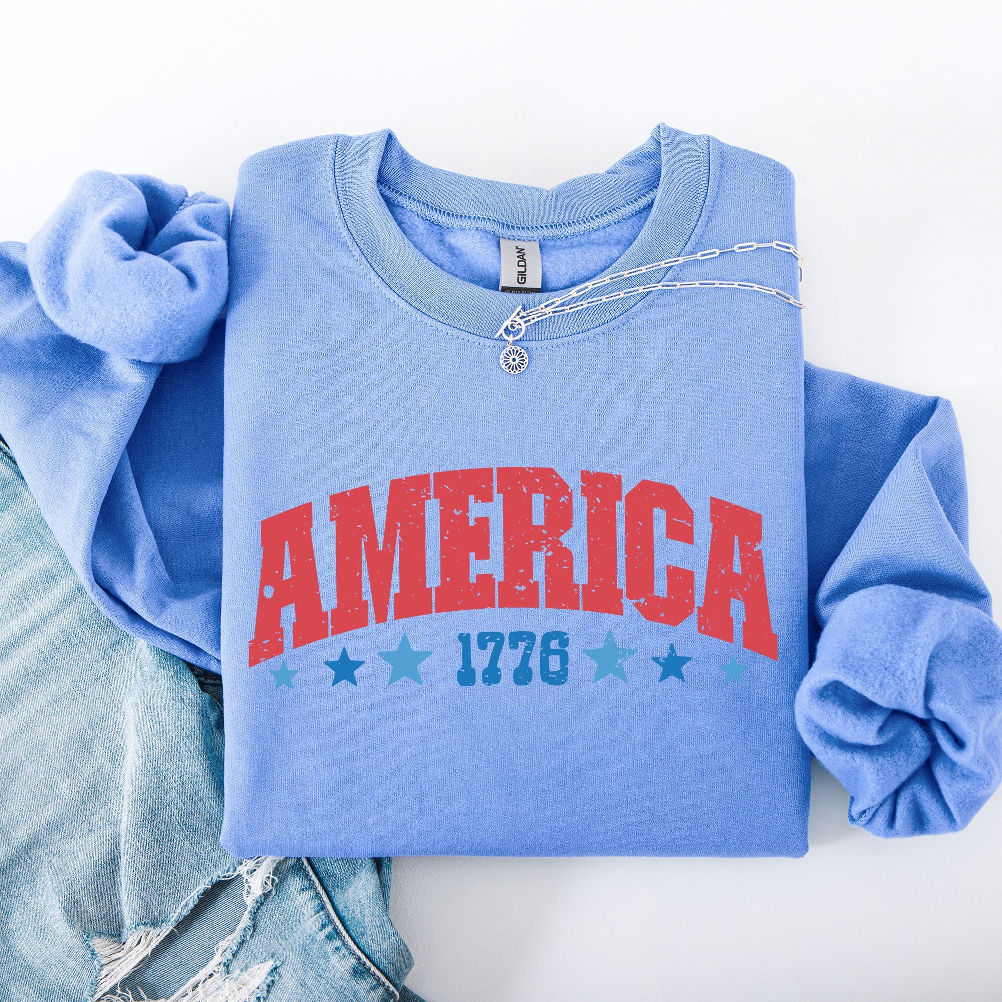 America, 1776, Varsity, Patriotic, USA, 4th of July Sweatshirt