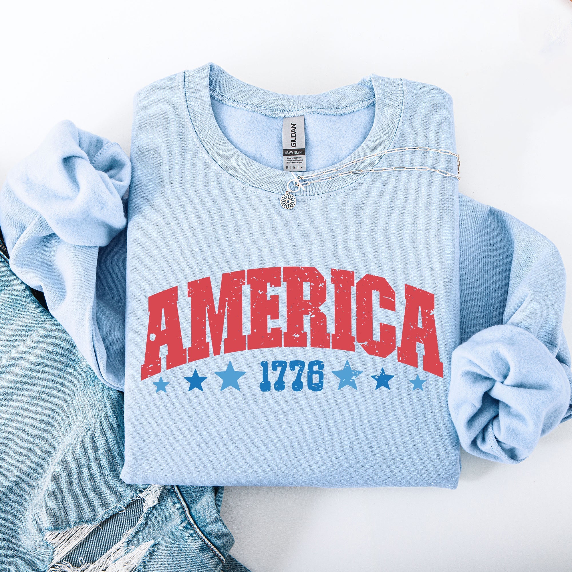 America, 1776, Varsity, Patriotic, USA, 4th of July Sweatshirt