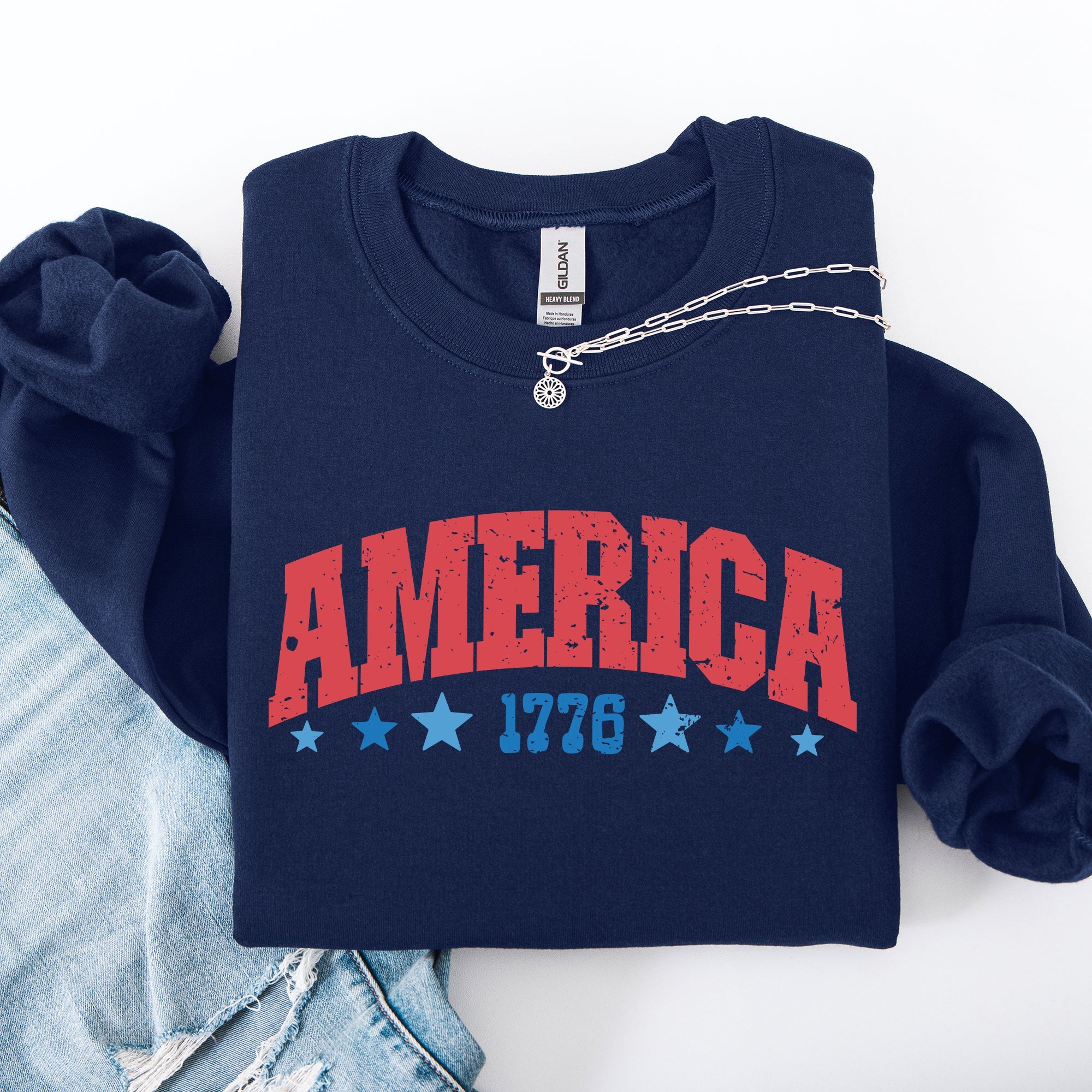 America, 1776, Varsity, Patriotic, USA, 4th of July Sweatshirt