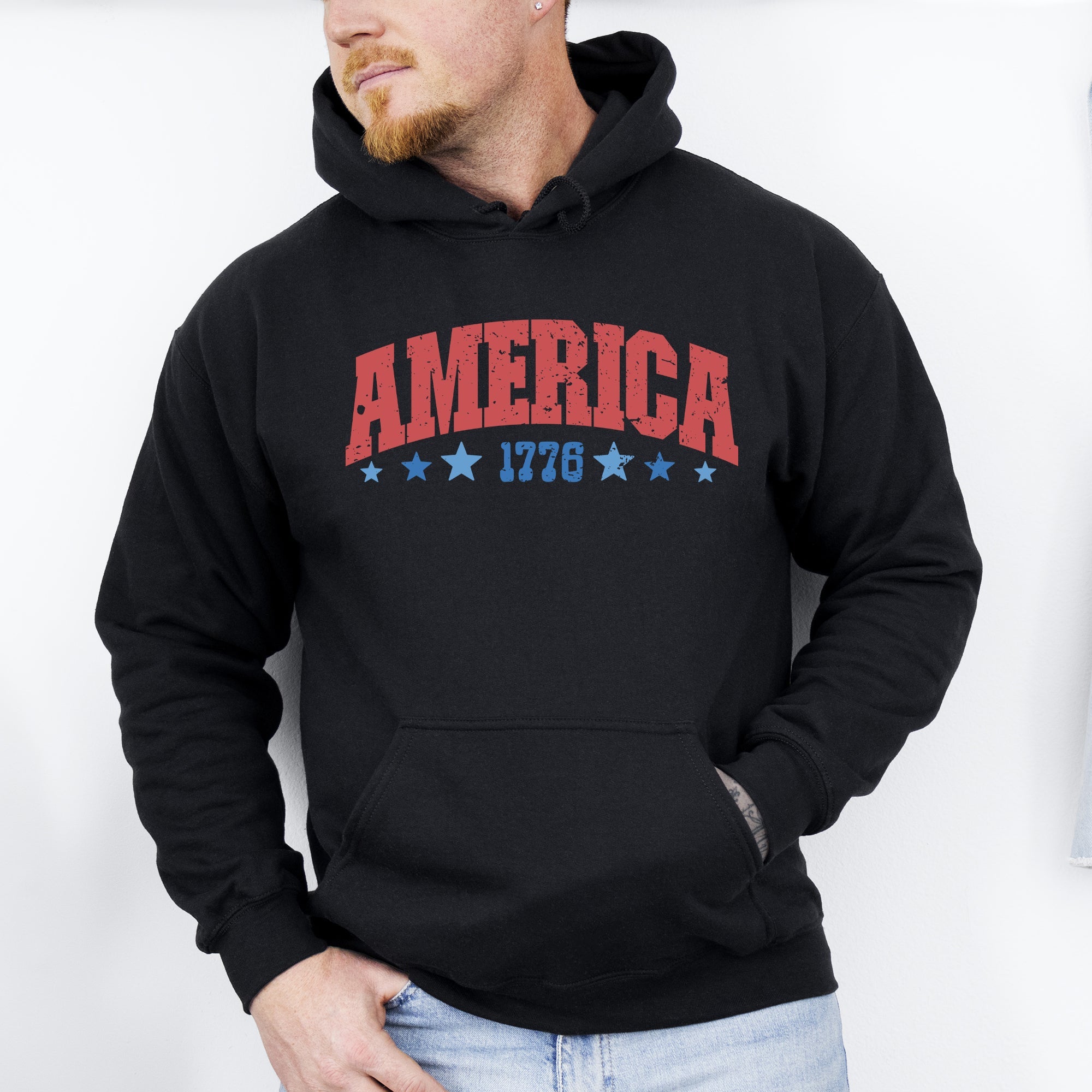 America, 1776, Varsity, Patriotic, USA, 4th of July Hoodie, Hooded Sweatshirt