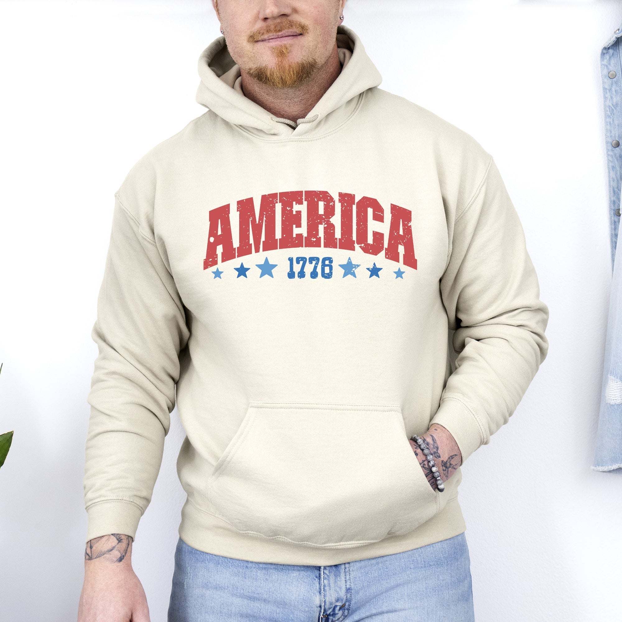 America, 1776, Varsity, Patriotic, USA, 4th of July Hoodie, Hooded Sweatshirt