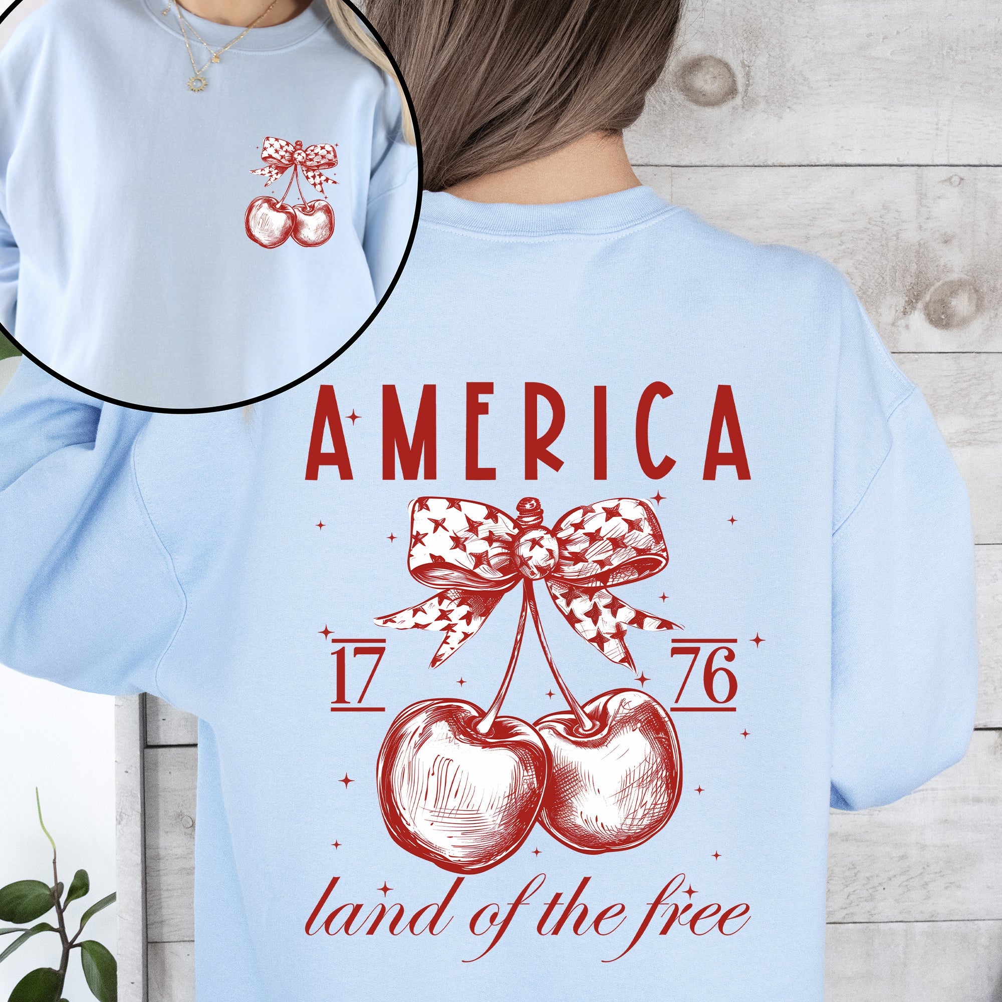 America, Land Of The Free, 1776, Cherries, Patriotic, 4th of July Sweatshirt
