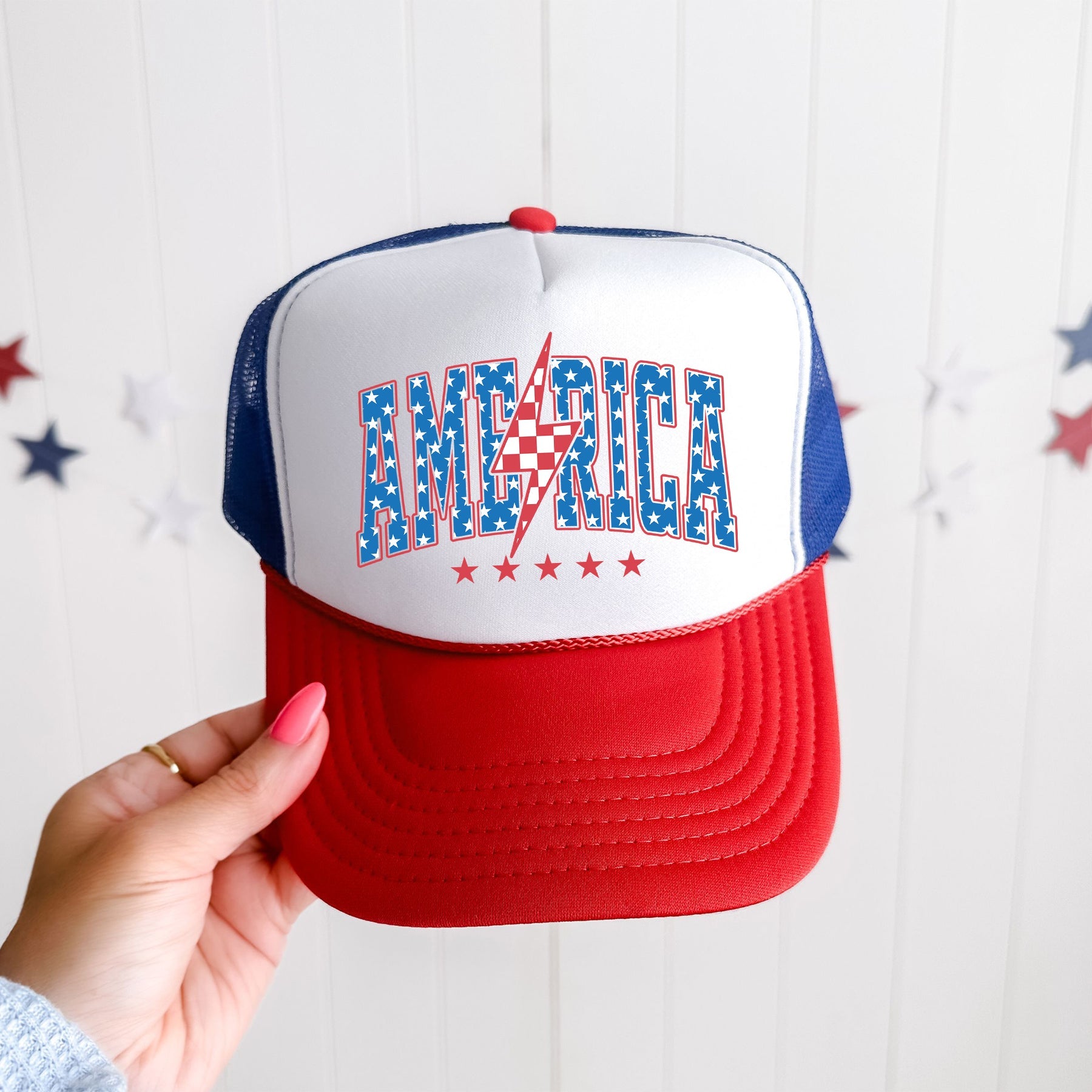 America, Lightning Bolt, Patriotic, Snapback Trucker Hat