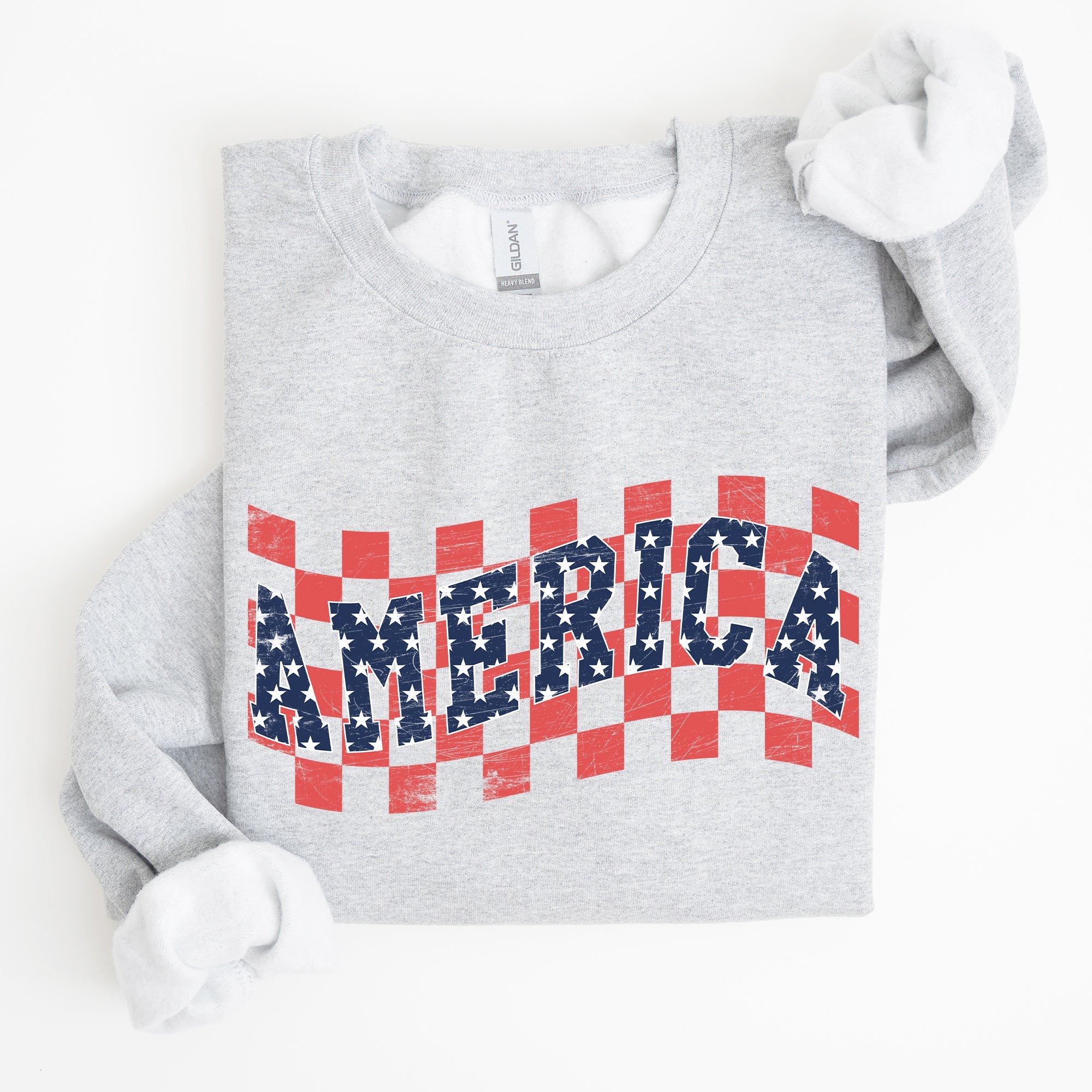 America, Retro, Patriotic USA Checkered,Vintage Sweatshirt