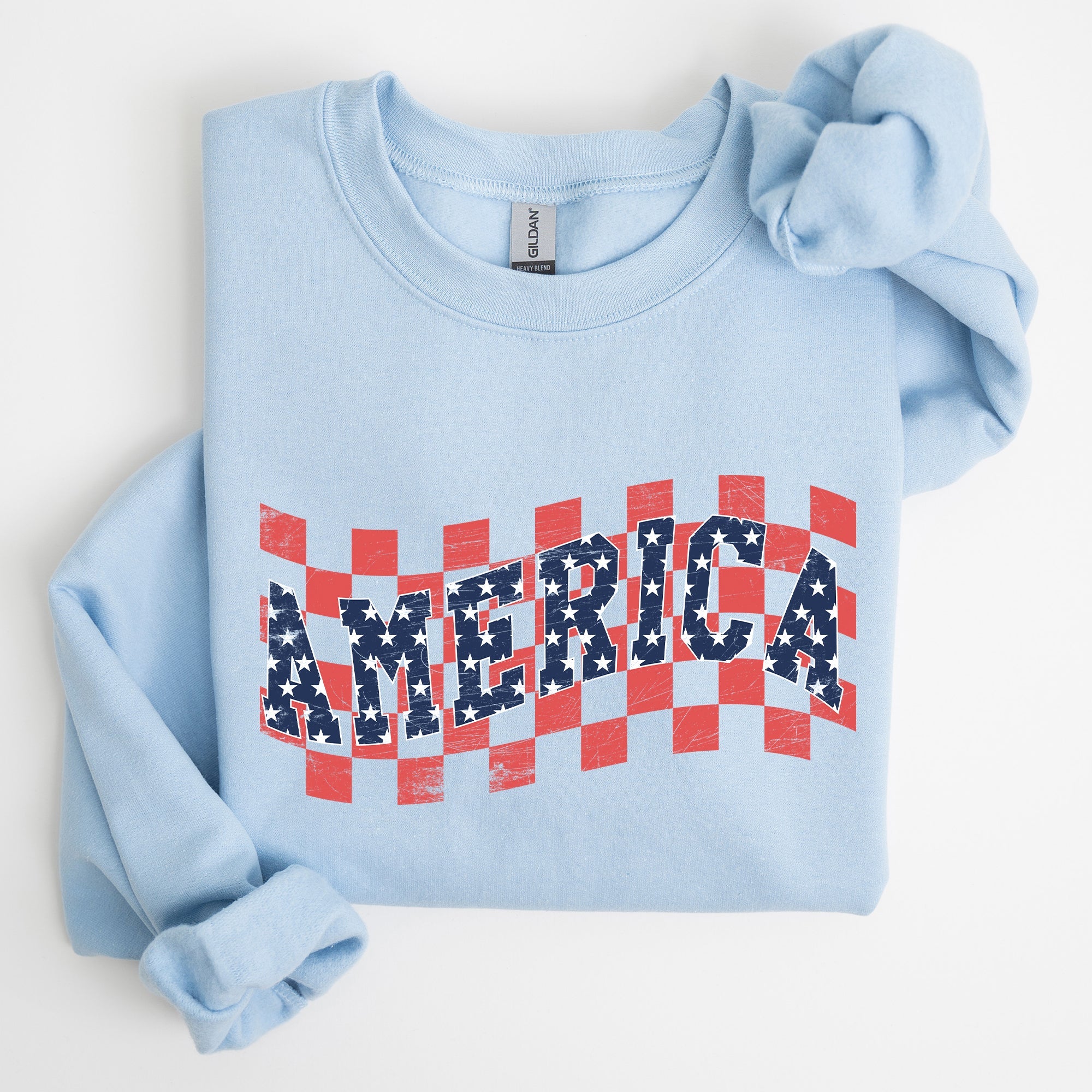 America, Retro, Patriotic USA Checkered,Vintage Sweatshirt