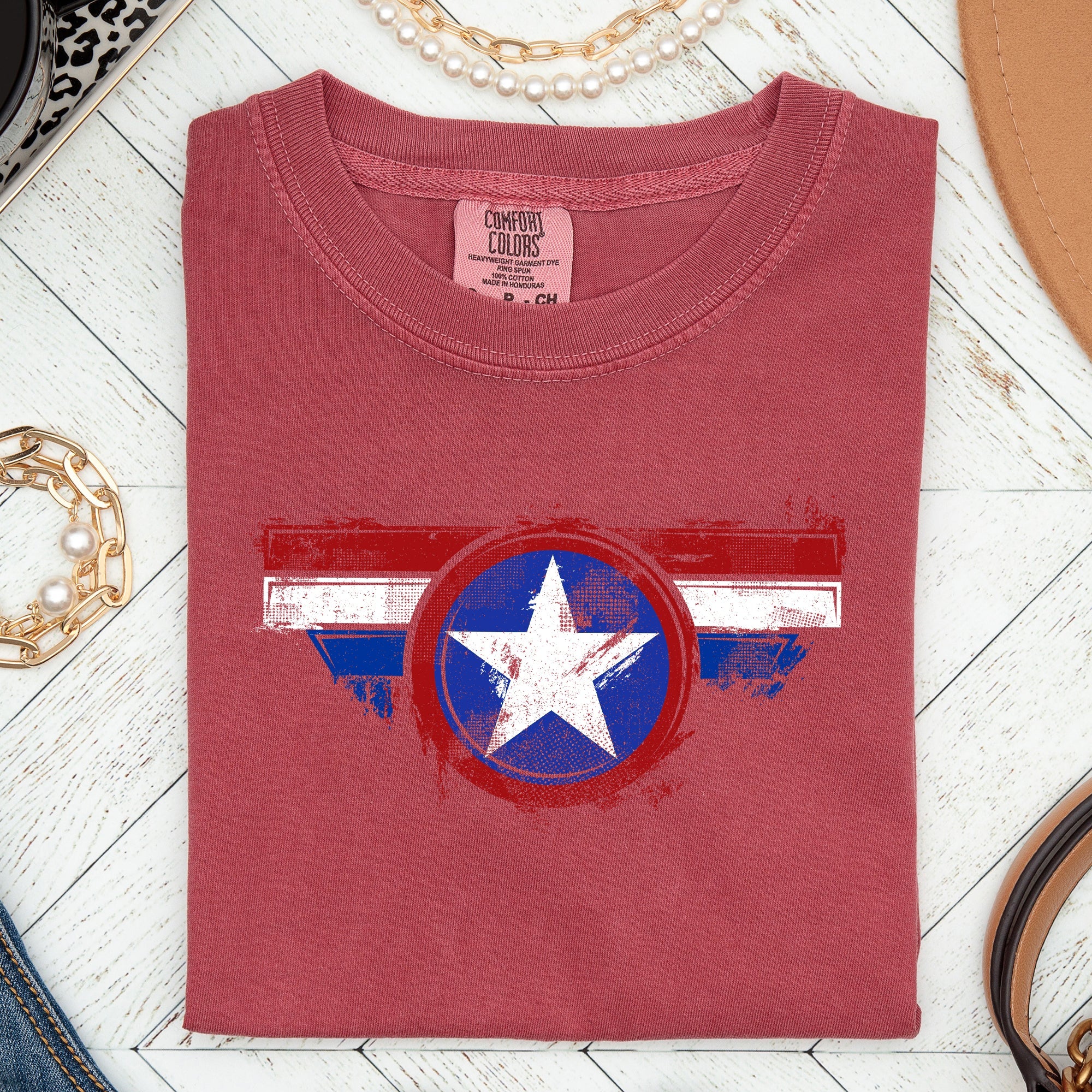 America, Super Hero, Flag, Patriotic, 4th of July Tshirt Comfort Colors T-Shirt