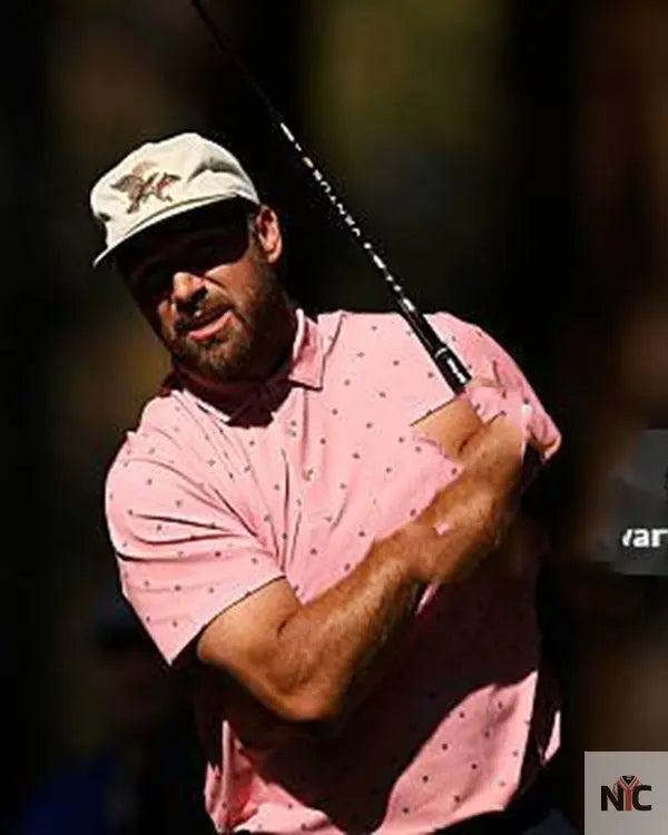 American Century Championship Travis Kelce Pink Polo Shirt Clanton Jacket