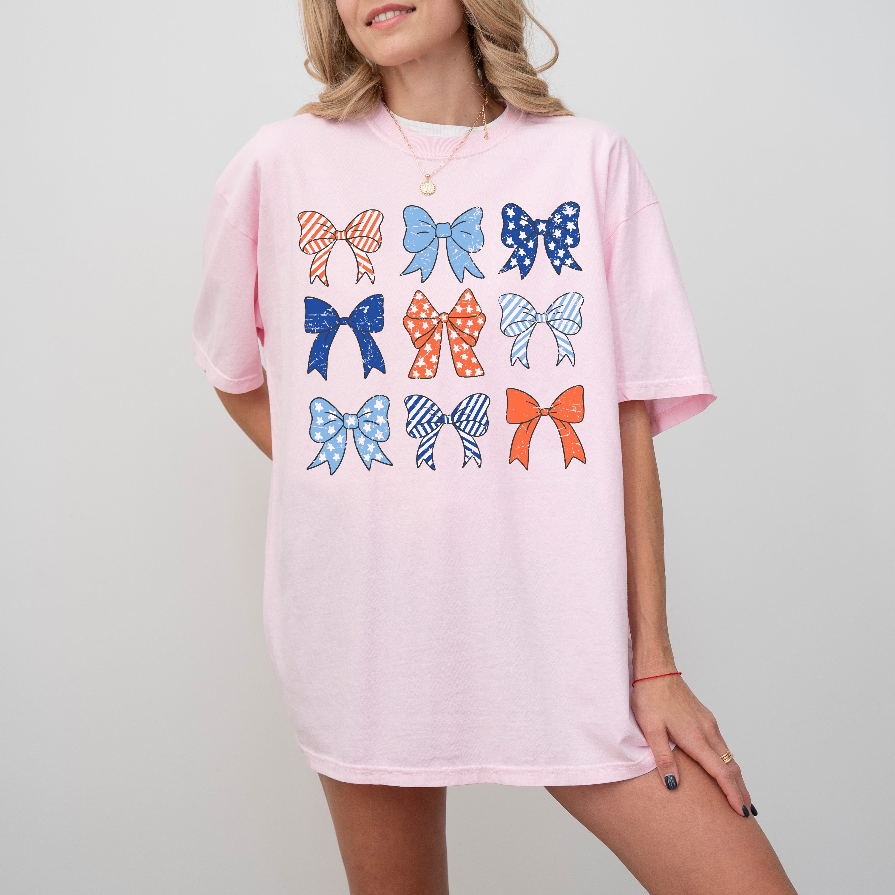 American Bows, Ribbon, Stars and Stripes, Coquette, USA, Independence, Day, Retro, Vintage, Tshirt Comfort Colors T-Shirt