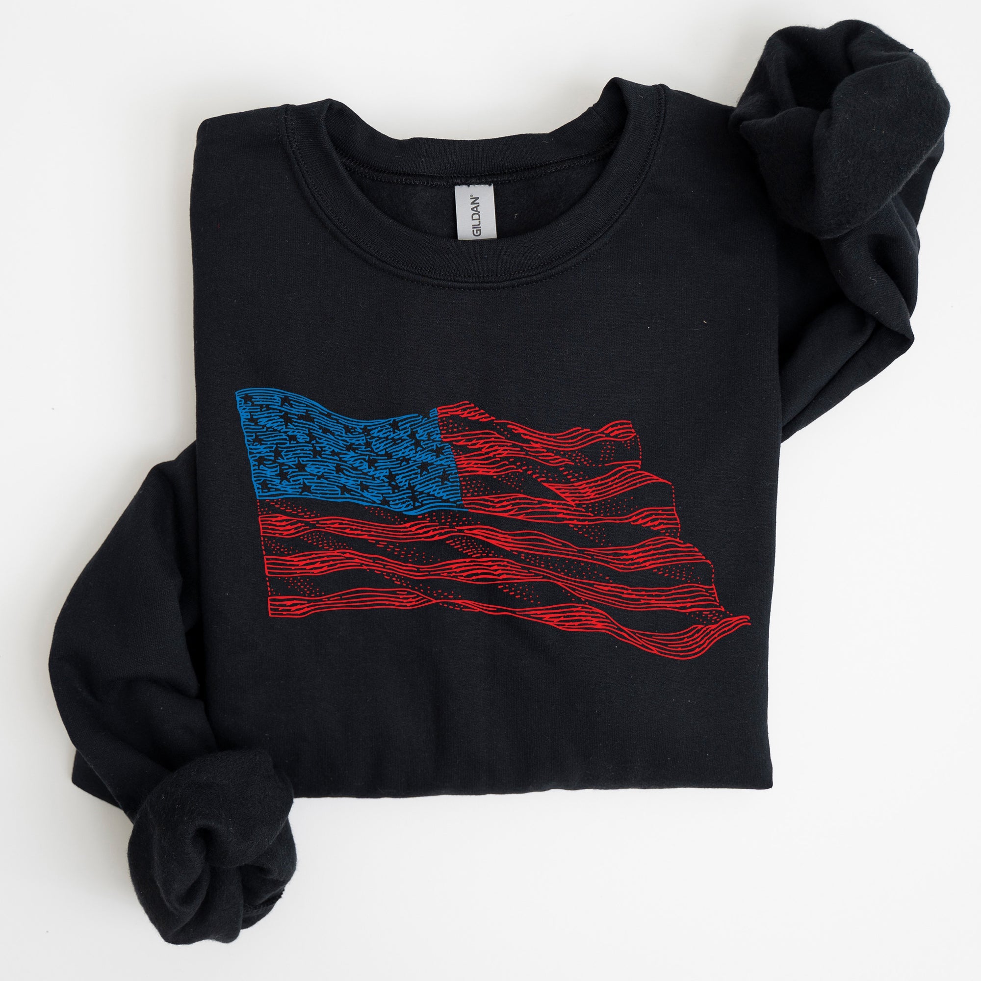 American Flag Illustration Patriotic 4th of July Sweatshirt