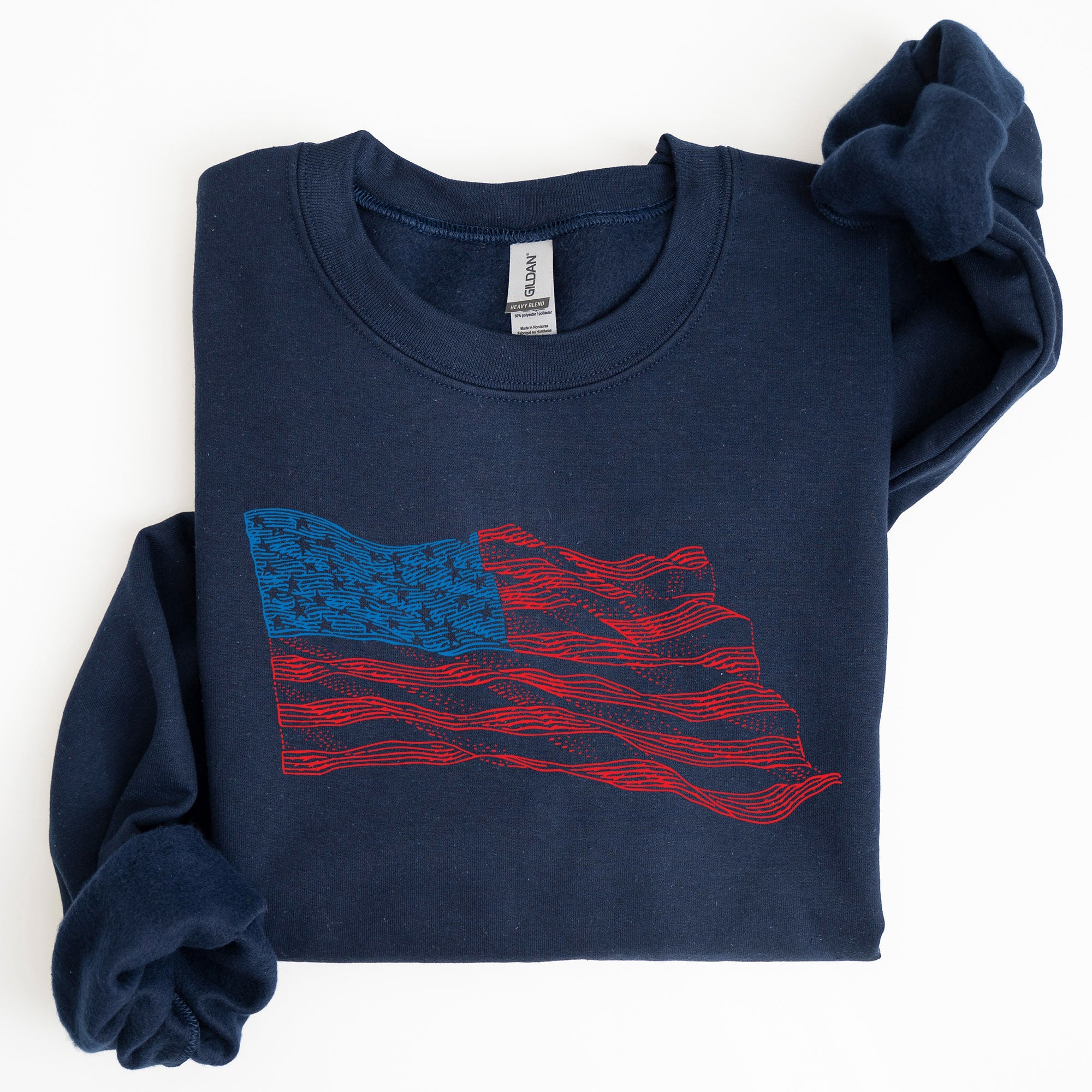 American Flag Illustration Patriotic 4th of July Sweatshirt