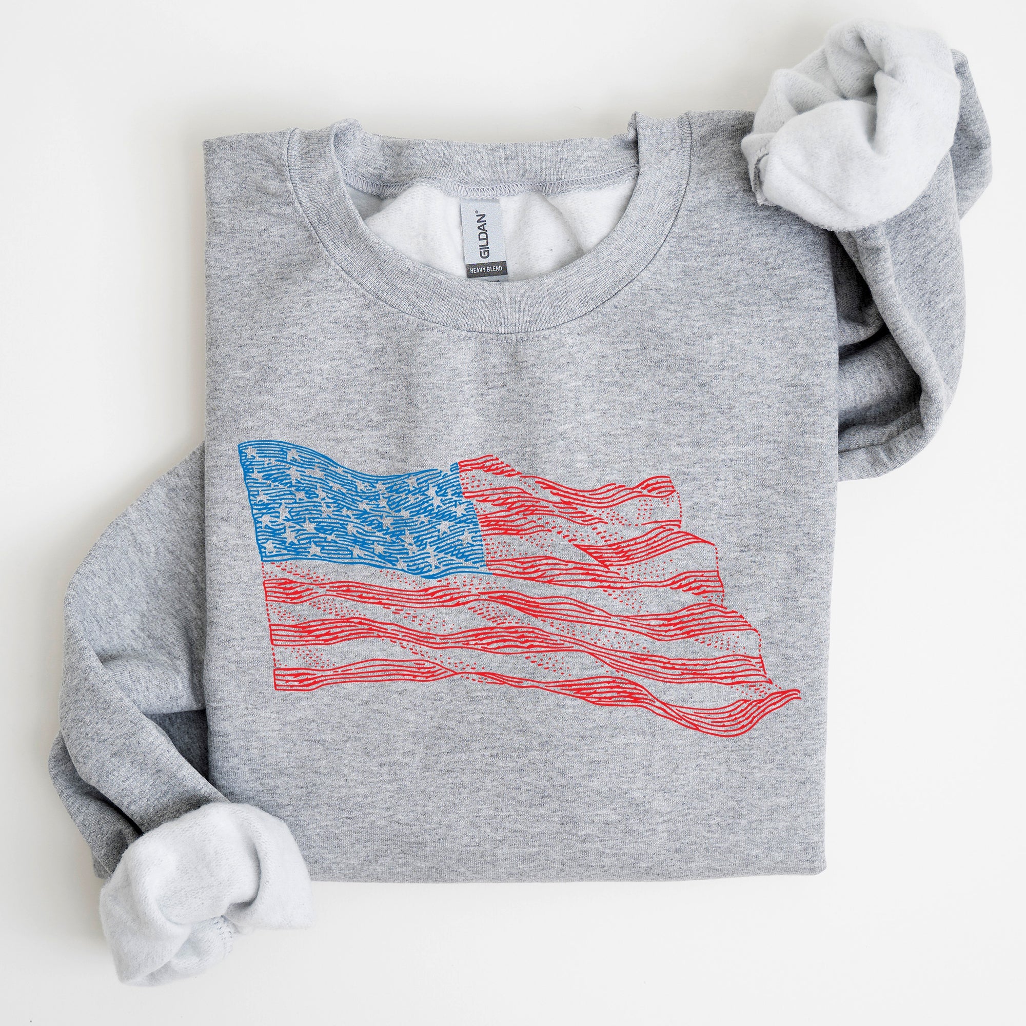 American Flag Illustration Patriotic 4th of July Sweatshirt
