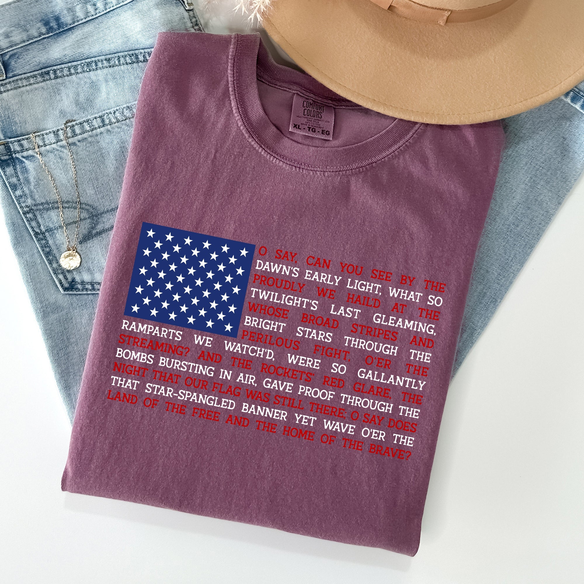 American Flag, Anthem, Patriotic, 4th of July Tshirt Comfort Colors T-Shirt