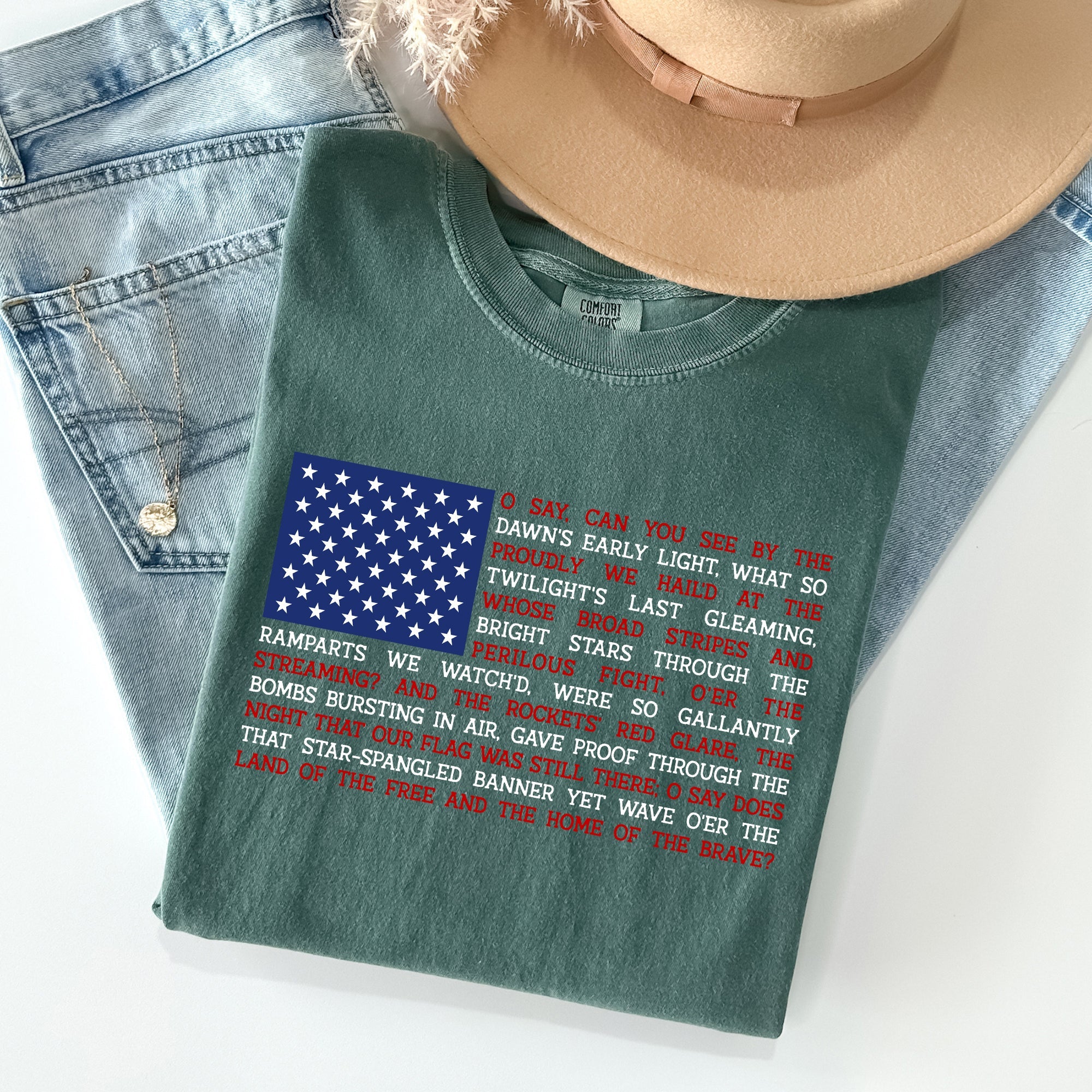 American Flag, Anthem, Patriotic, 4th of July Tshirt Comfort Colors T-Shirt