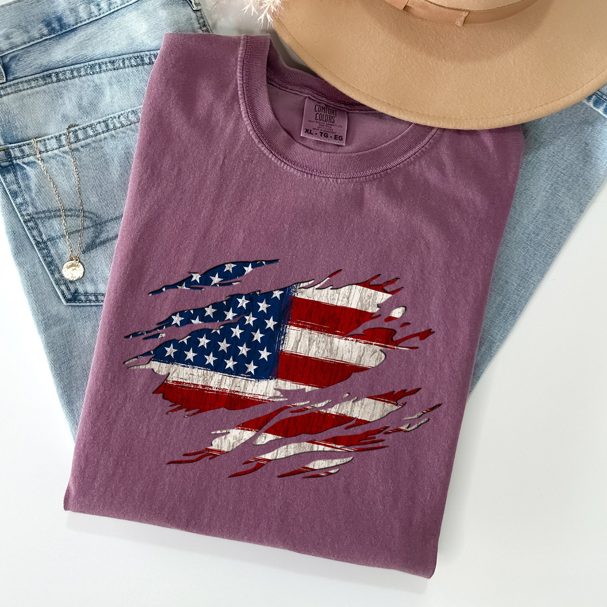 American Flag, Patriotic, 4th of July Comfort Colors Tshirt
