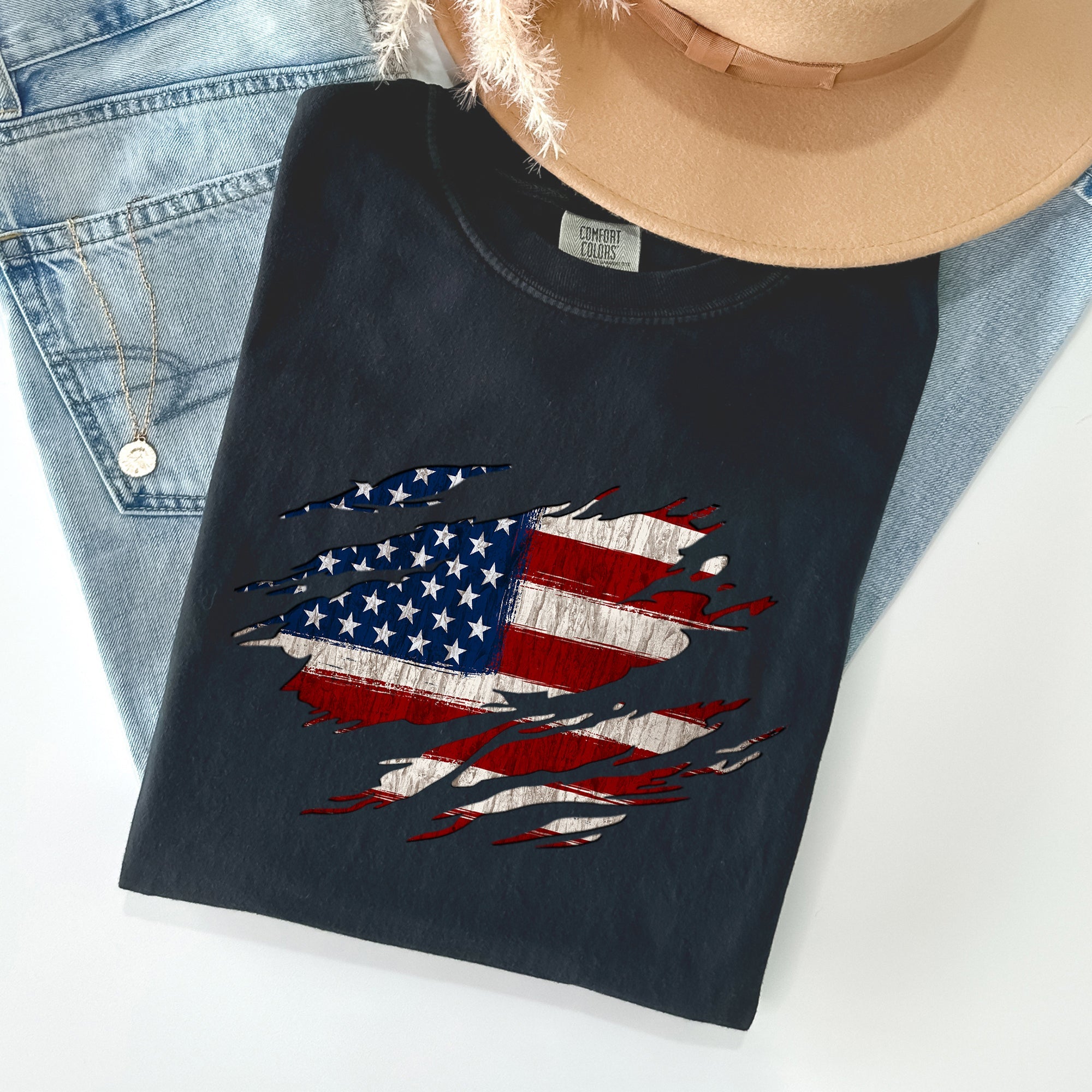 American Flag, Patriotic, 4th of July Comfort Colors Tshirt