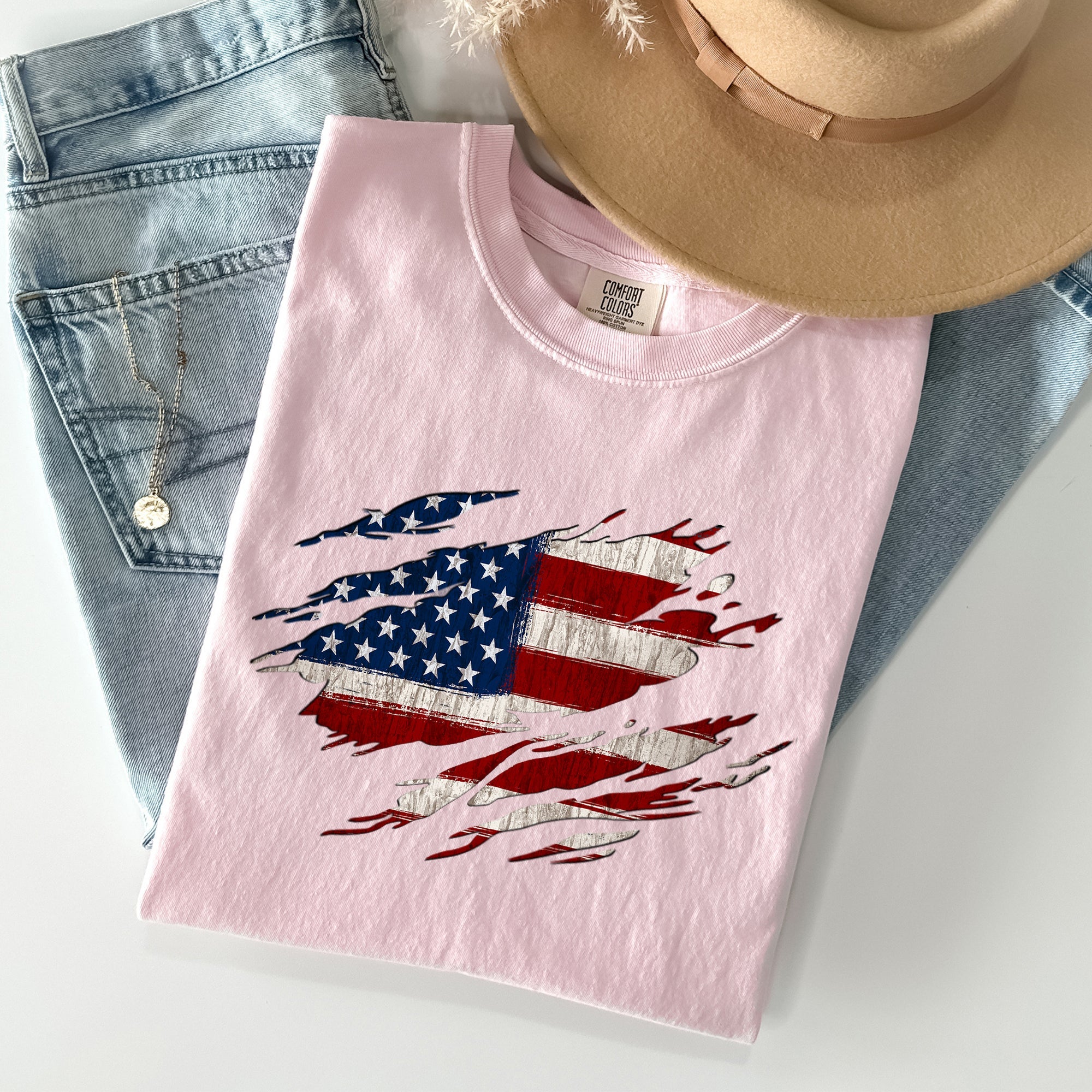 American Flag, Patriotic, 4th of July Comfort Colors Tshirt