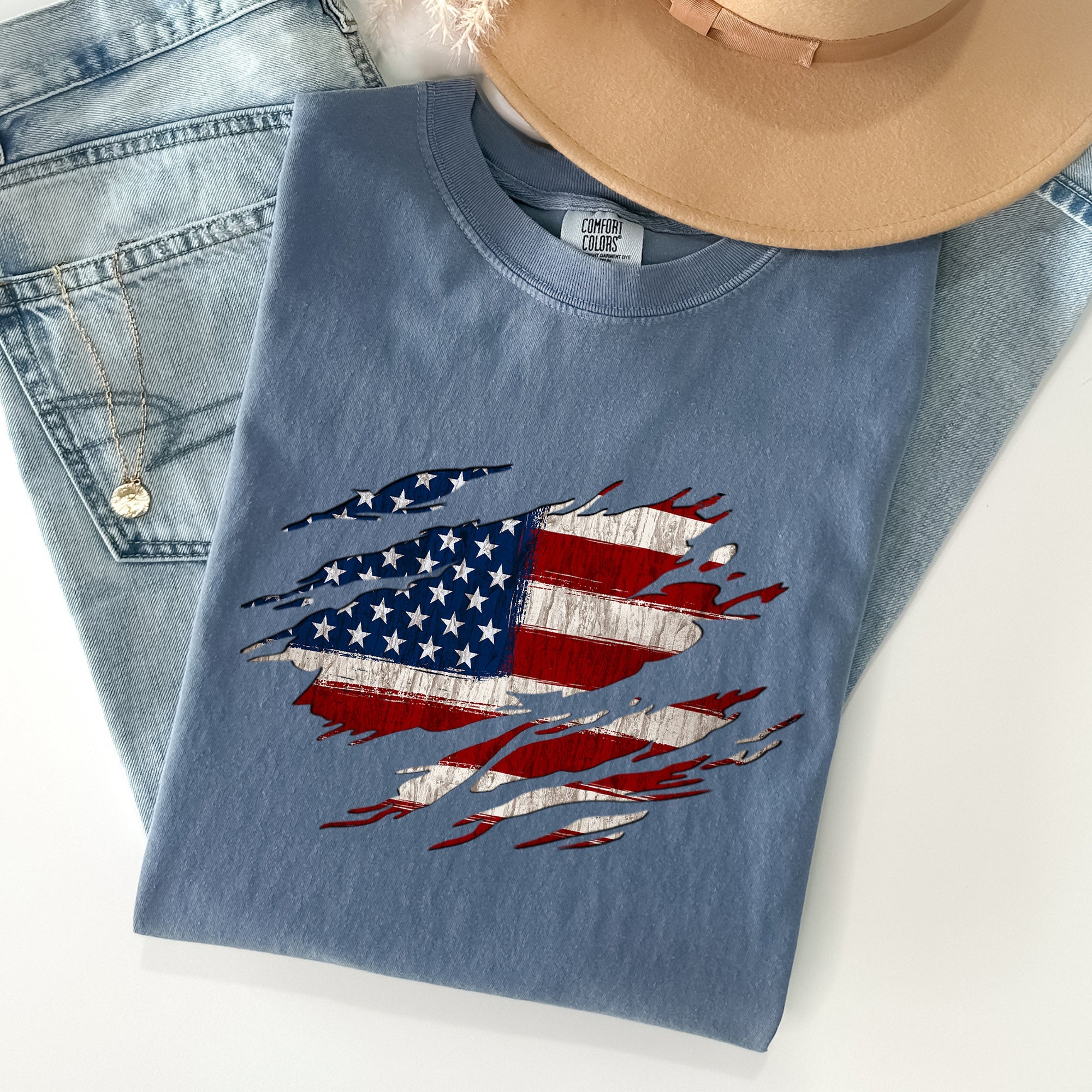 American Flag, Patriotic, 4th of July Comfort Colors Tshirt