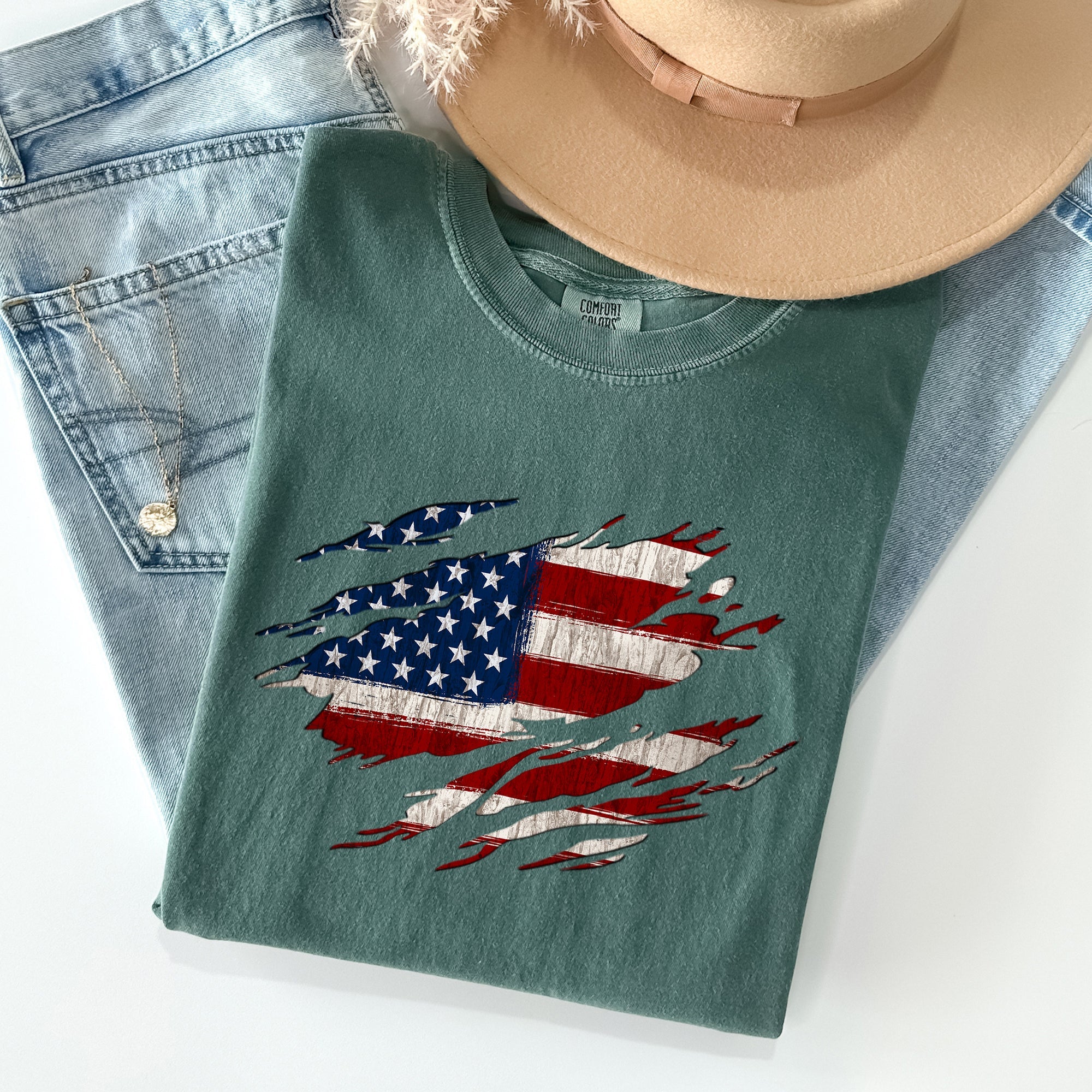 American Flag, Patriotic, 4th of July Comfort Colors Tshirt