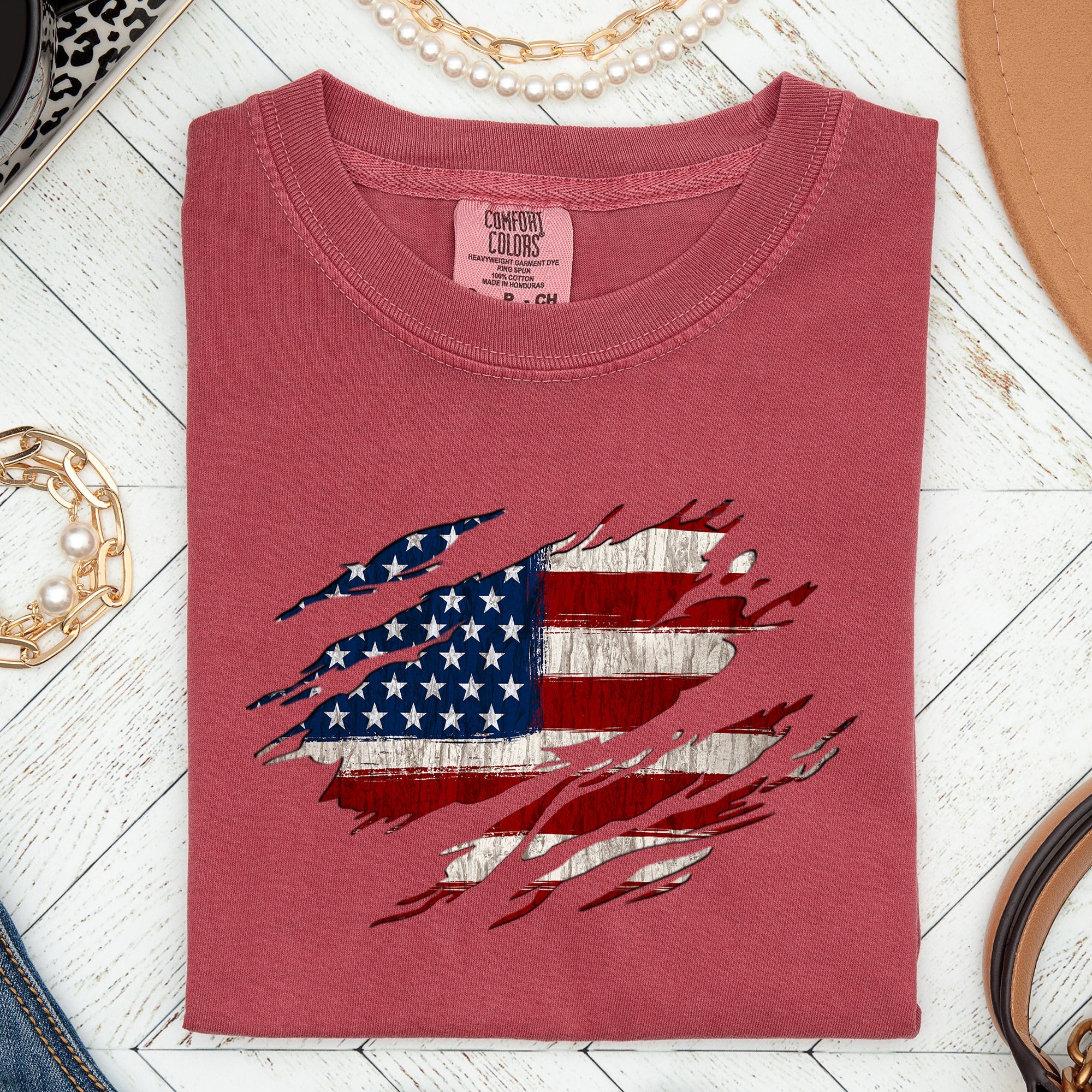 American Flag, Patriotic, 4th of July Comfort Colors Tshirt