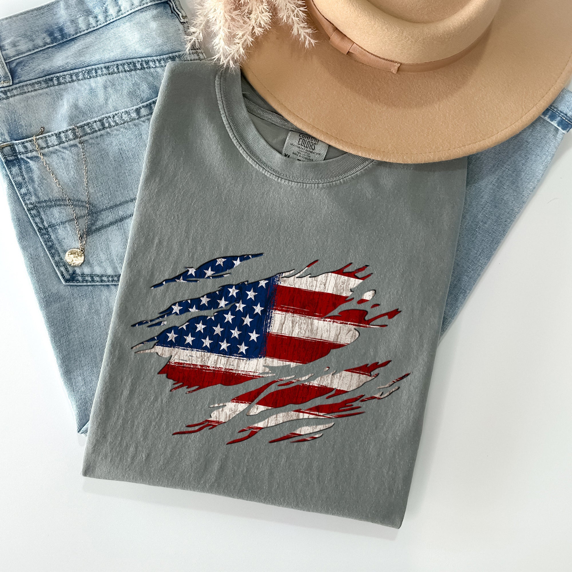 American Flag, Patriotic, 4th of July Comfort Colors Tshirt