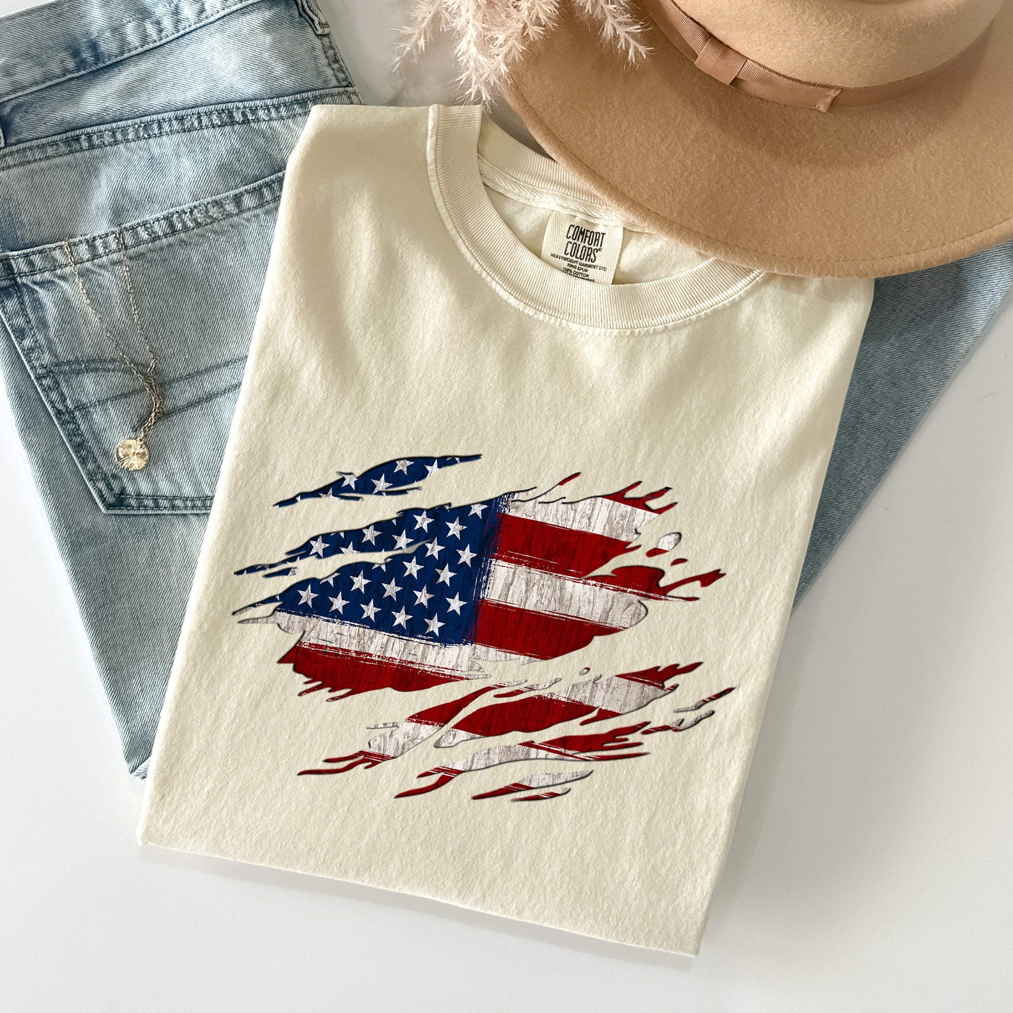 American Flag, Patriotic, 4th of July Comfort Colors Tshirt