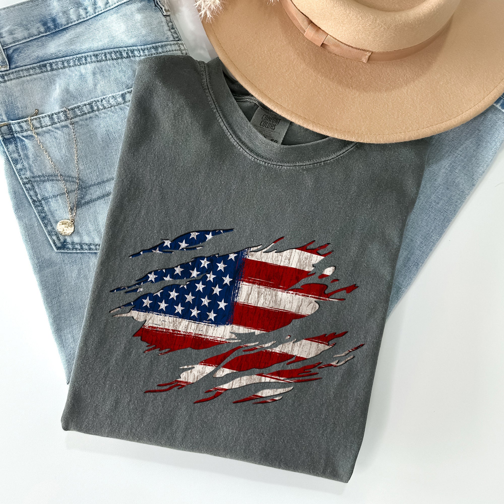 American Flag, Patriotic, 4th of July Comfort Colors Tshirt