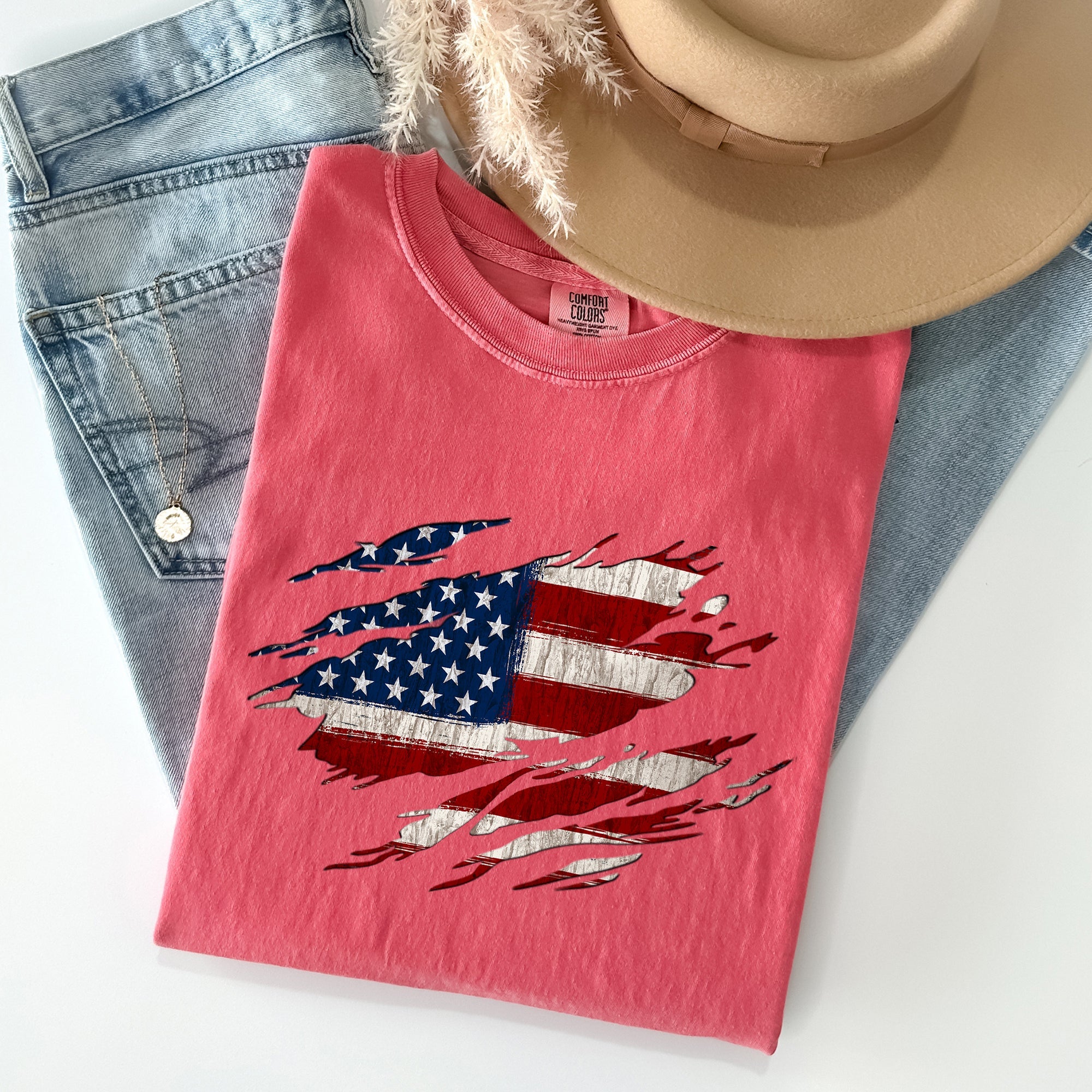American Flag, Patriotic, 4th of July Comfort Colors Tshirt