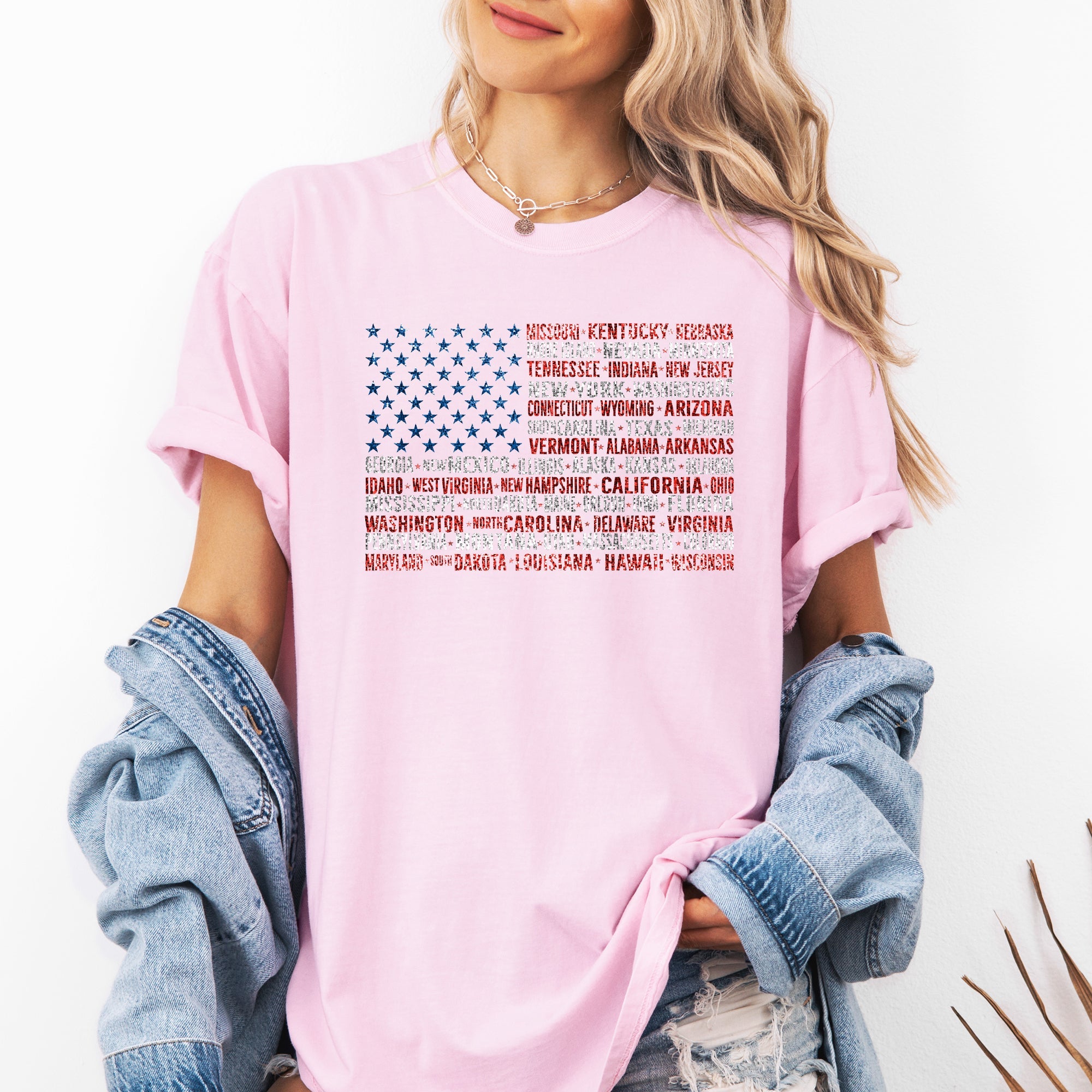 American Flag, States, USA, Patriotic, America, 4th of July Tshirt Comfort Colors T-Shirt