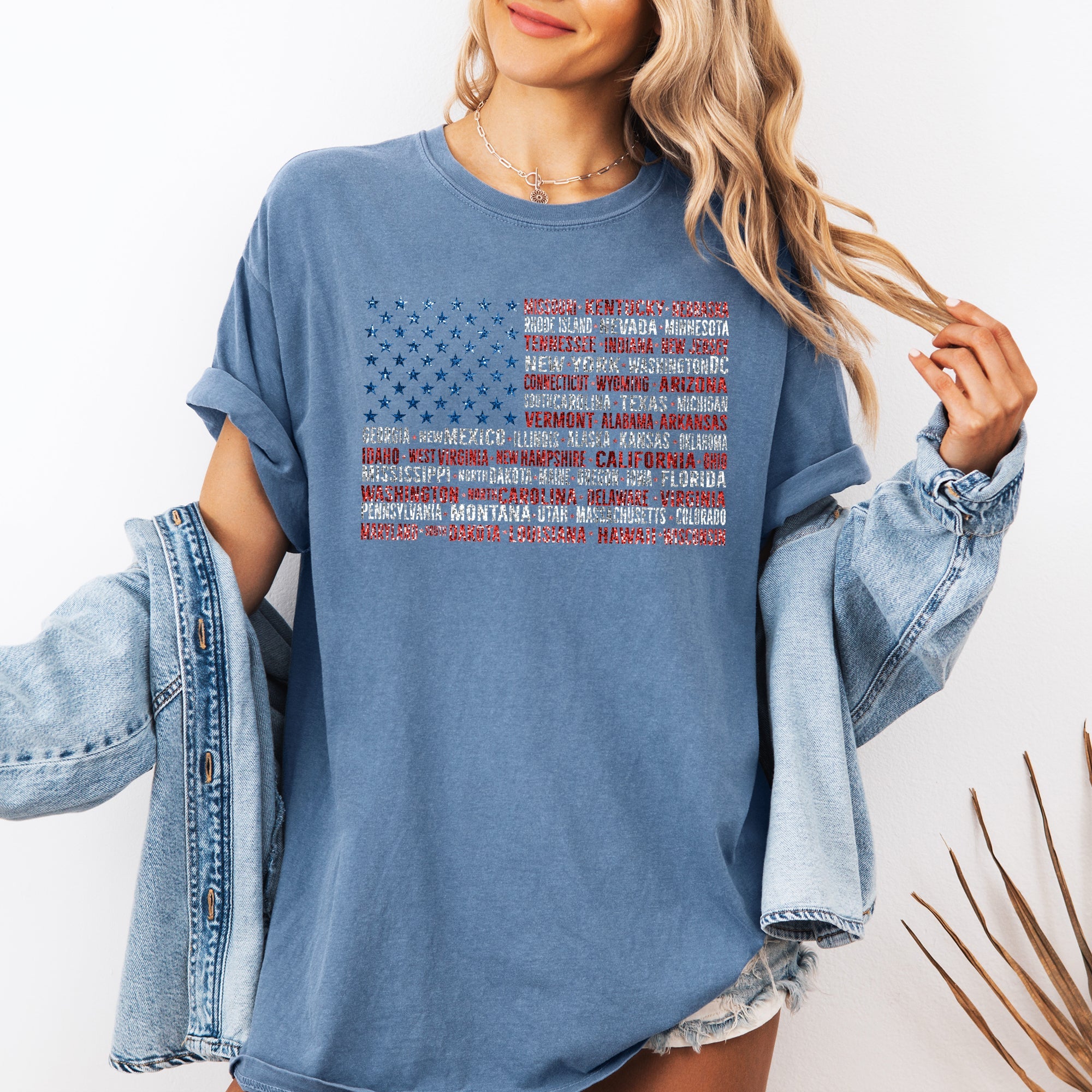 American Flag, States, USA, Patriotic, America, 4th of July Tshirt Comfort Colors T-Shirt