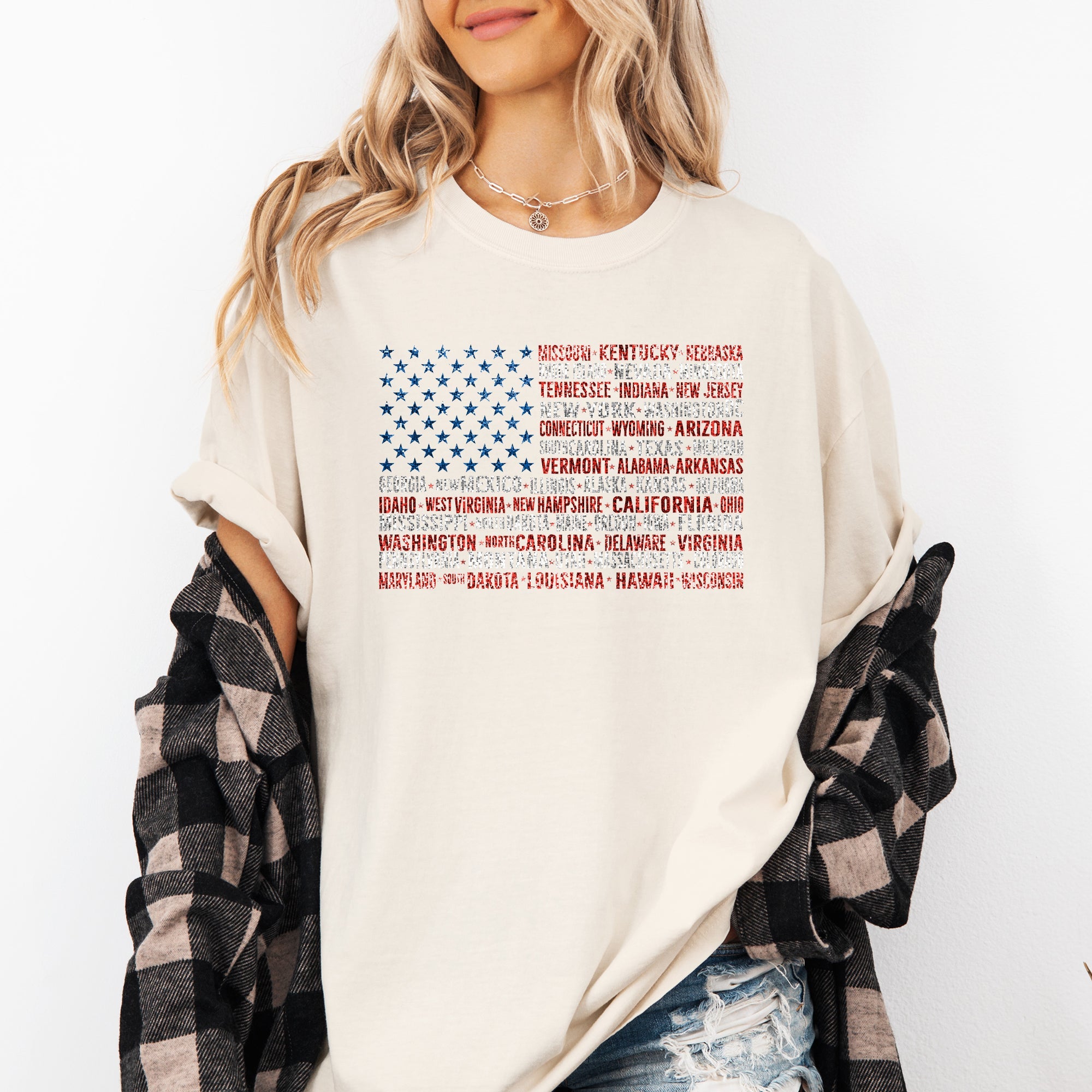 American Flag, States, USA, Patriotic, America, 4th of July Tshirt Comfort Colors T-Shirt