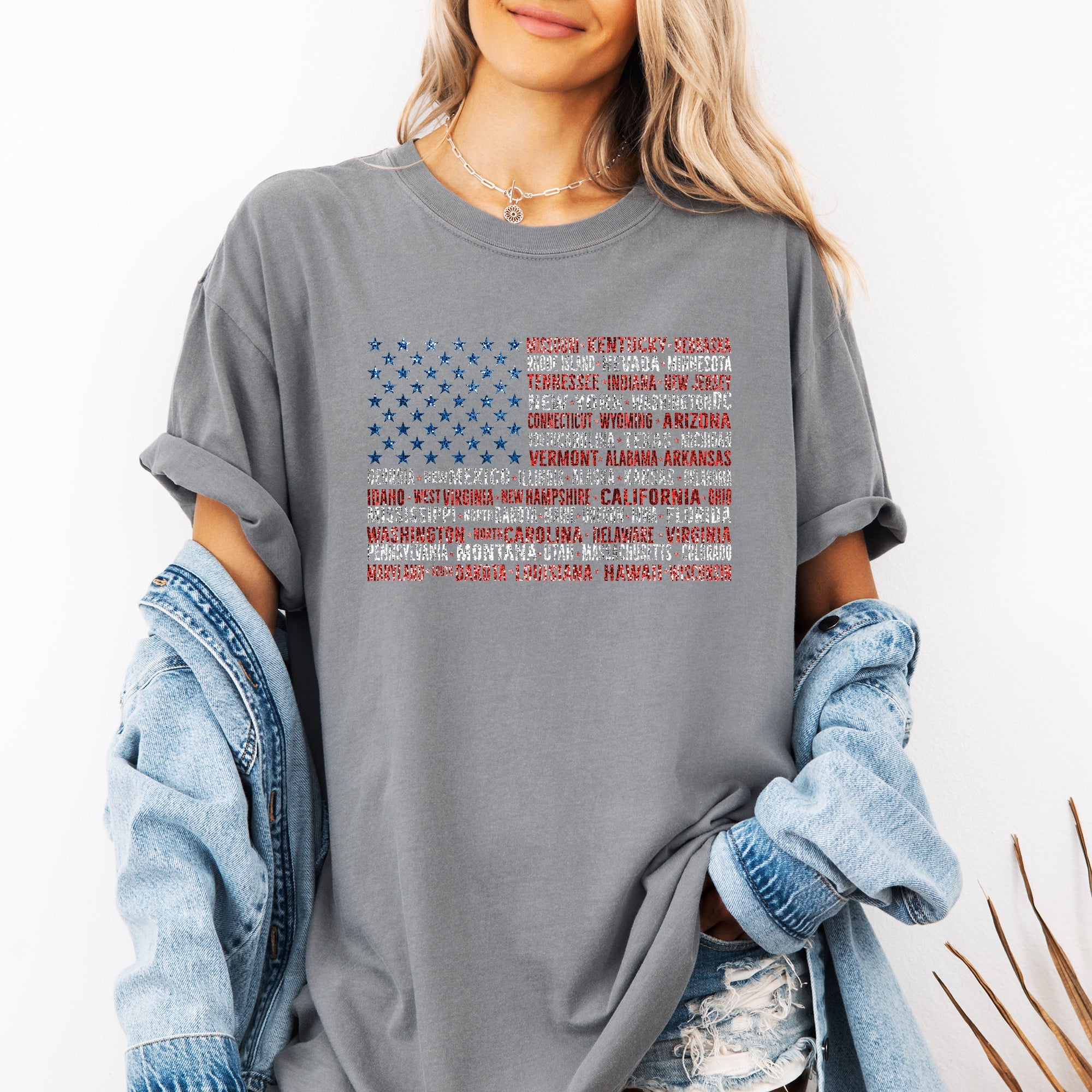 American Flag, States, USA, Patriotic, America, 4th of July Tshirt Comfort Colors T-Shirt