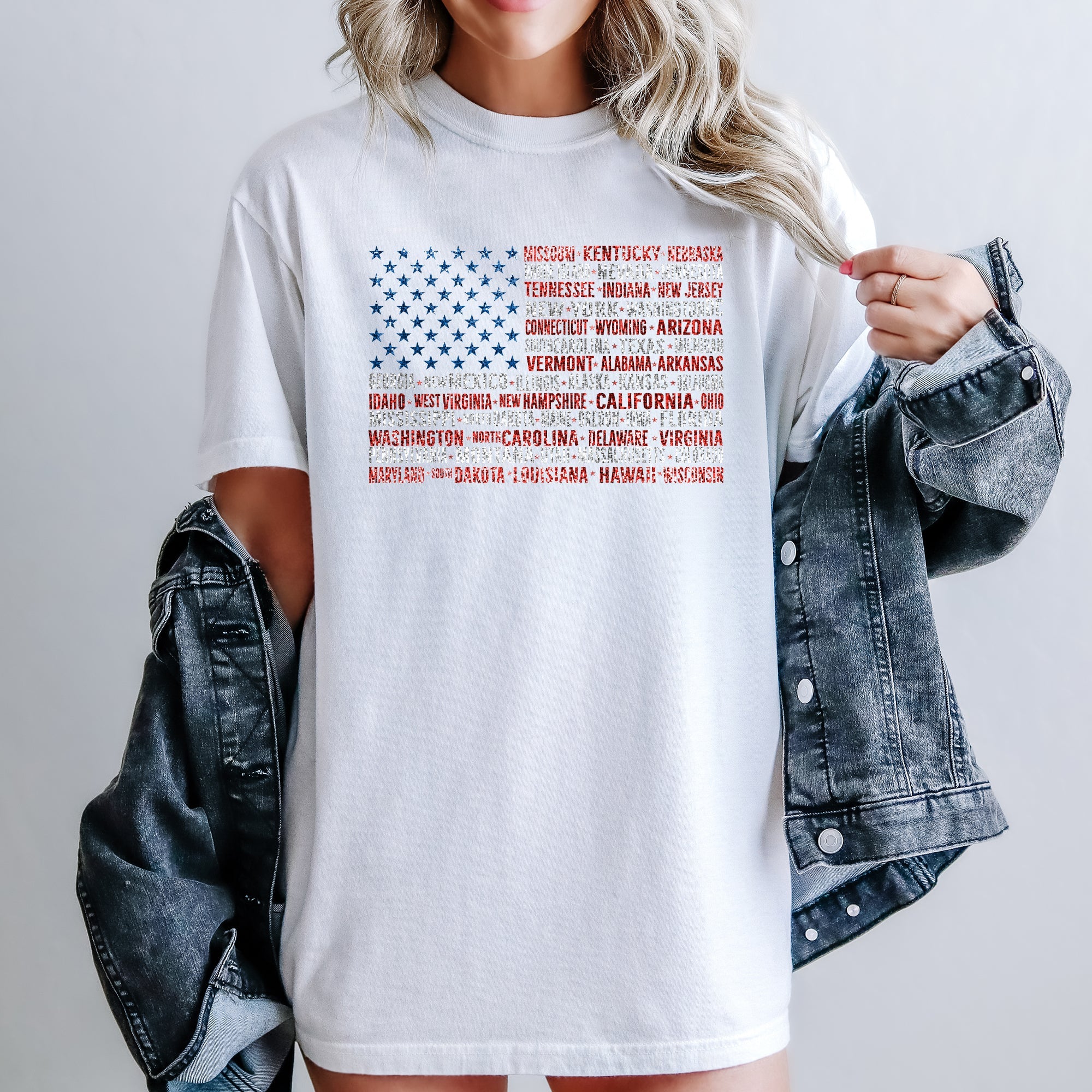 American Flag, States, USA, Patriotic, America, 4th of July Tshirt Comfort Colors T-Shirt