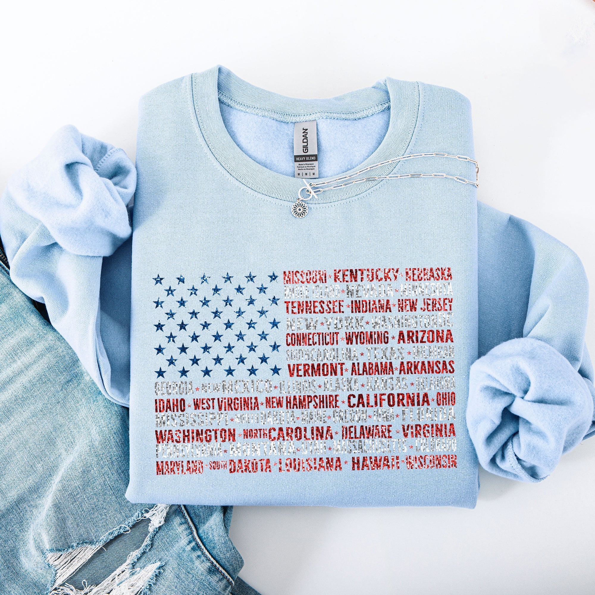 American Flag, States, USA, Patriotic, America, 4th of July Sweatshirt