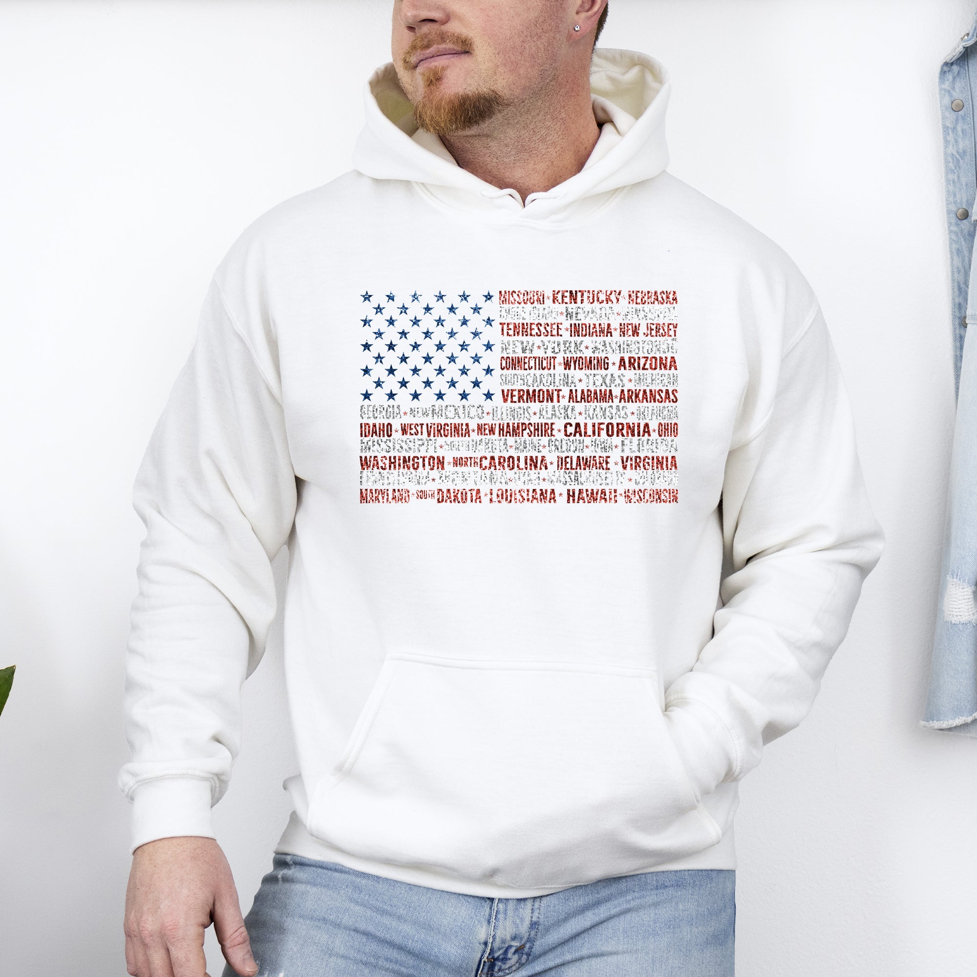 American Flag, States, USA, Patriotic, America, 4th of July Hoodie, Hooded Sweatshirt