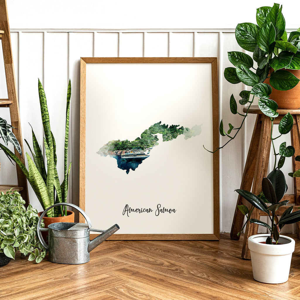 American Samoa Watercolor Map