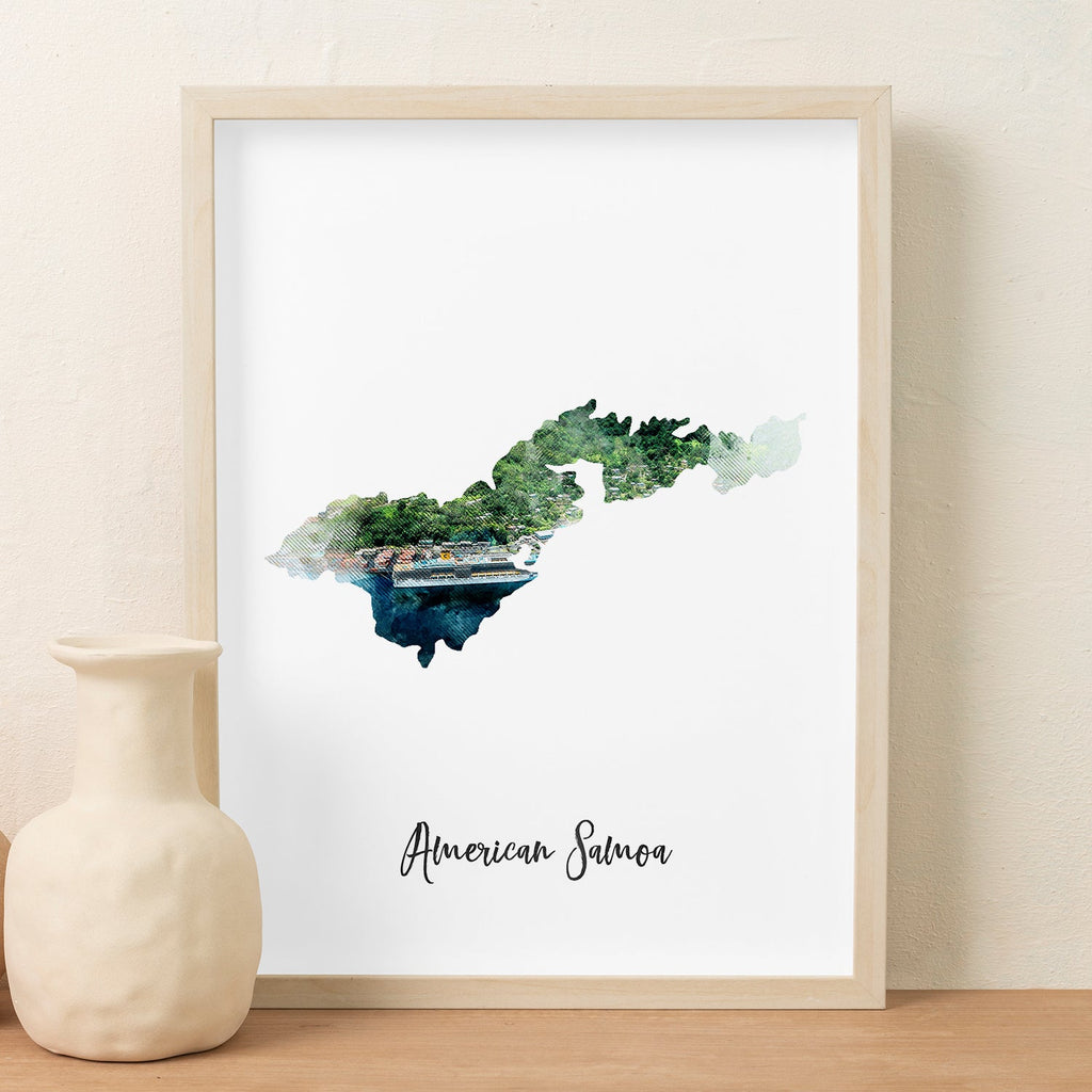 American Samoa Watercolor Map