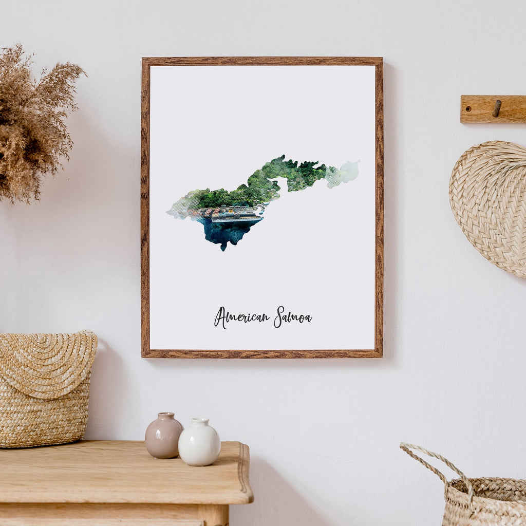American Samoa Watercolor Map