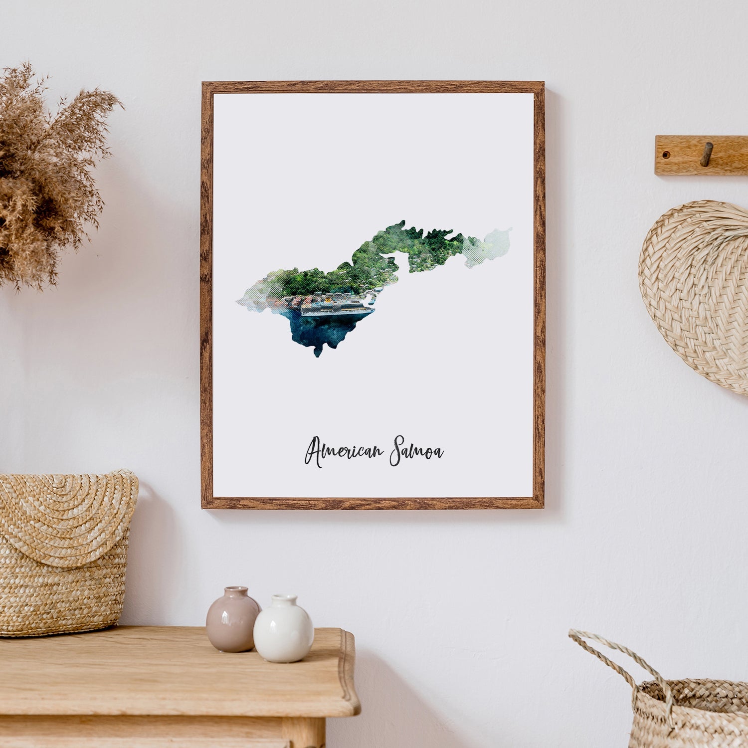 American Samoa Watercolor Map
