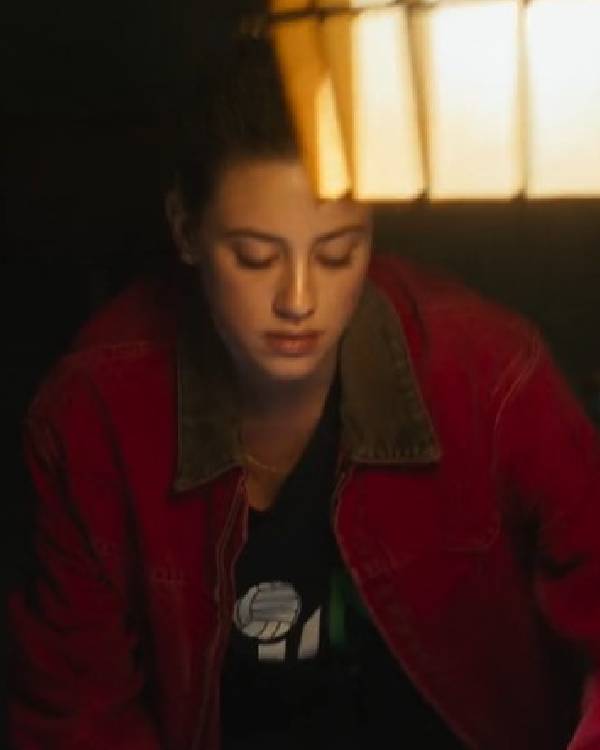 American Sweatshop Lili Reinhart Red Denim Jacket USA Jackets