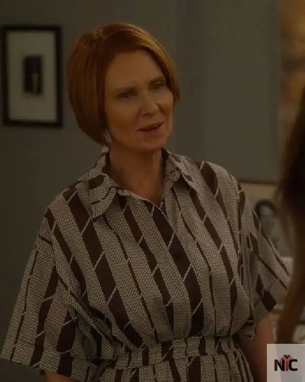 And Just Like That Cynthia Nixon Striped Jumpsuit Clanton Jacket