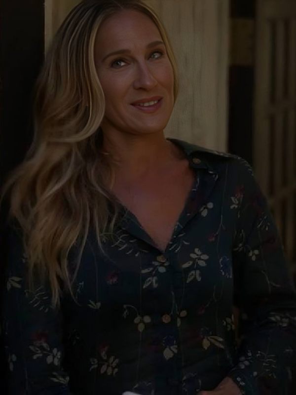 And Just Like That Sarah Jessica Floral Shirt Clanton Jacket
