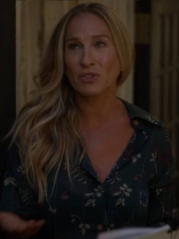 And Just Like That Sarah Jessica Floral Shirt Clanton Jacket