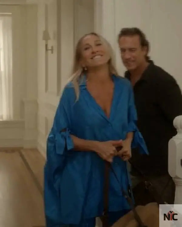 And Just Like That Sarah Jessica Parker Blue Shirt Dresses Clanton Jacket